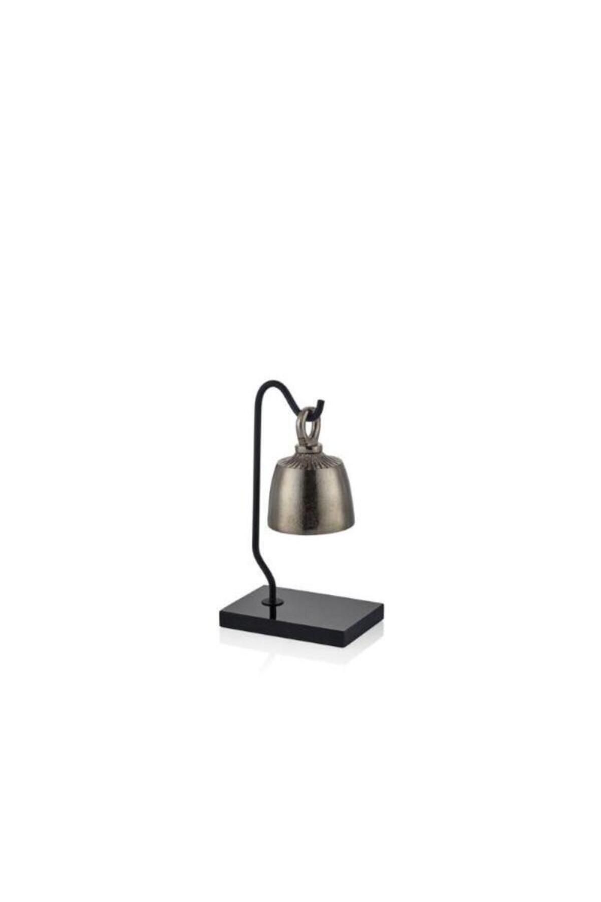 LAMEDORE Antik Gri Metal Dekoratif Çan ve Stand 10x15x22 cm | Modern Masaüstü Ev Ofis Dekorasyonu