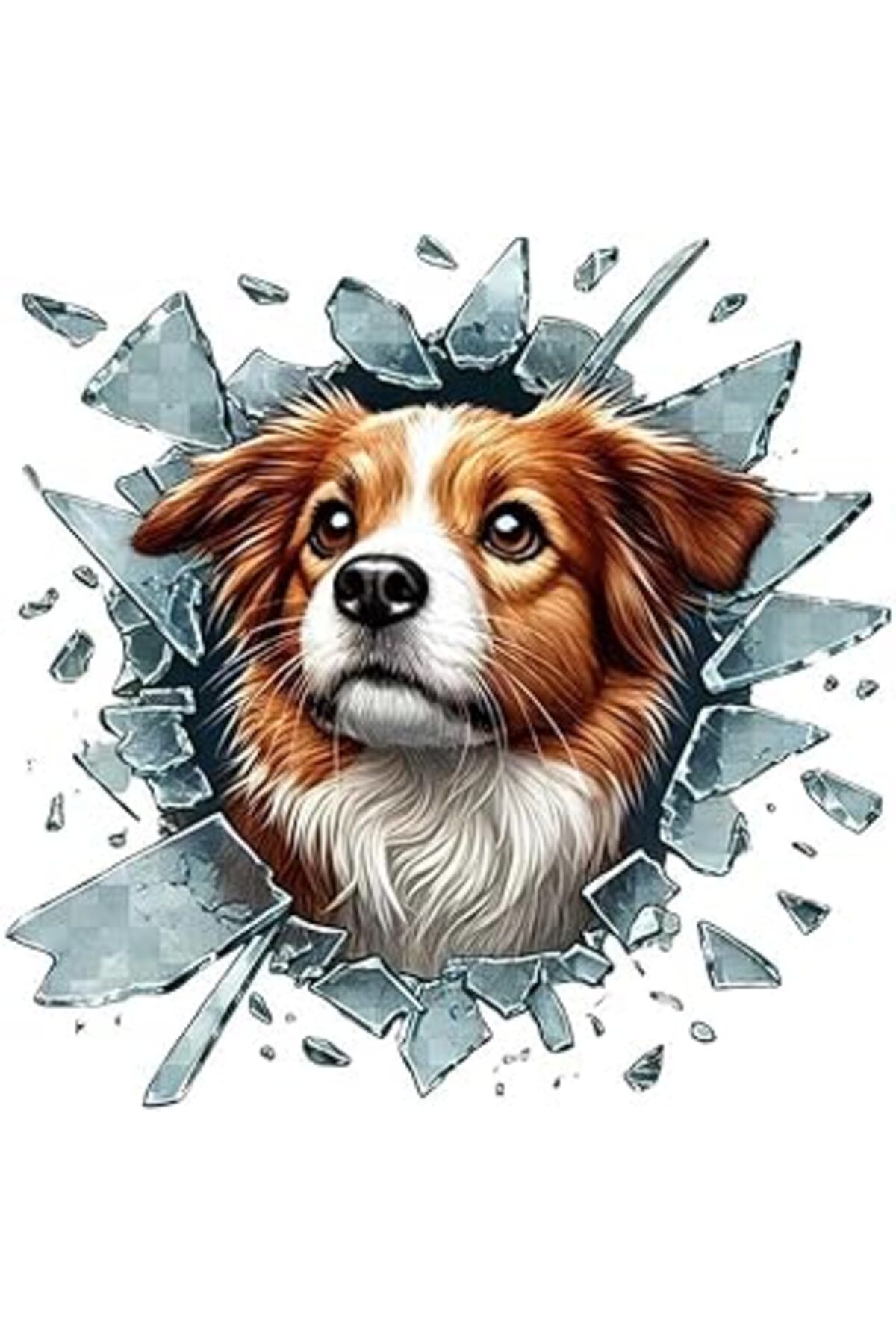 NETWORK ART Fulcar 3D Avustralya Çoban Köpeği Araç Cam Stickeri, Kırık Cam Efektli, Dekoratif