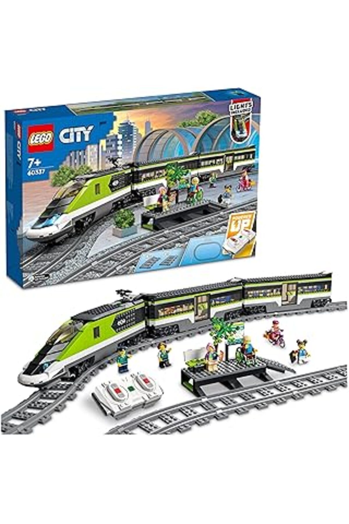 Qedii Lego City Ekspres Yolcu Treni Seti, Uzaktan Kumandalı Oyuncak, Parlaklığı Ayarlanabilen Farlar, 2 V
