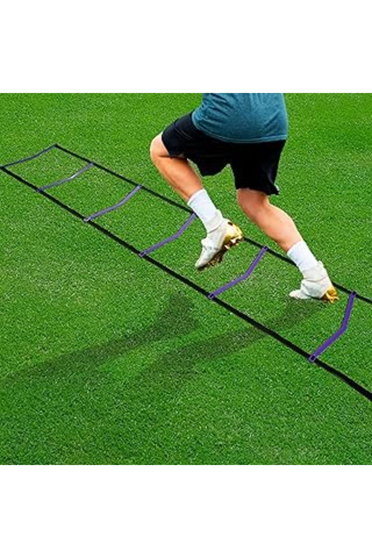 NETWORK ART Rebuwo 3 Metre Antrenman Merdiveni 7 Çubuklu Ayarlanabilir Dayanıklı Esnek İdman Merdiveni Futbol İ