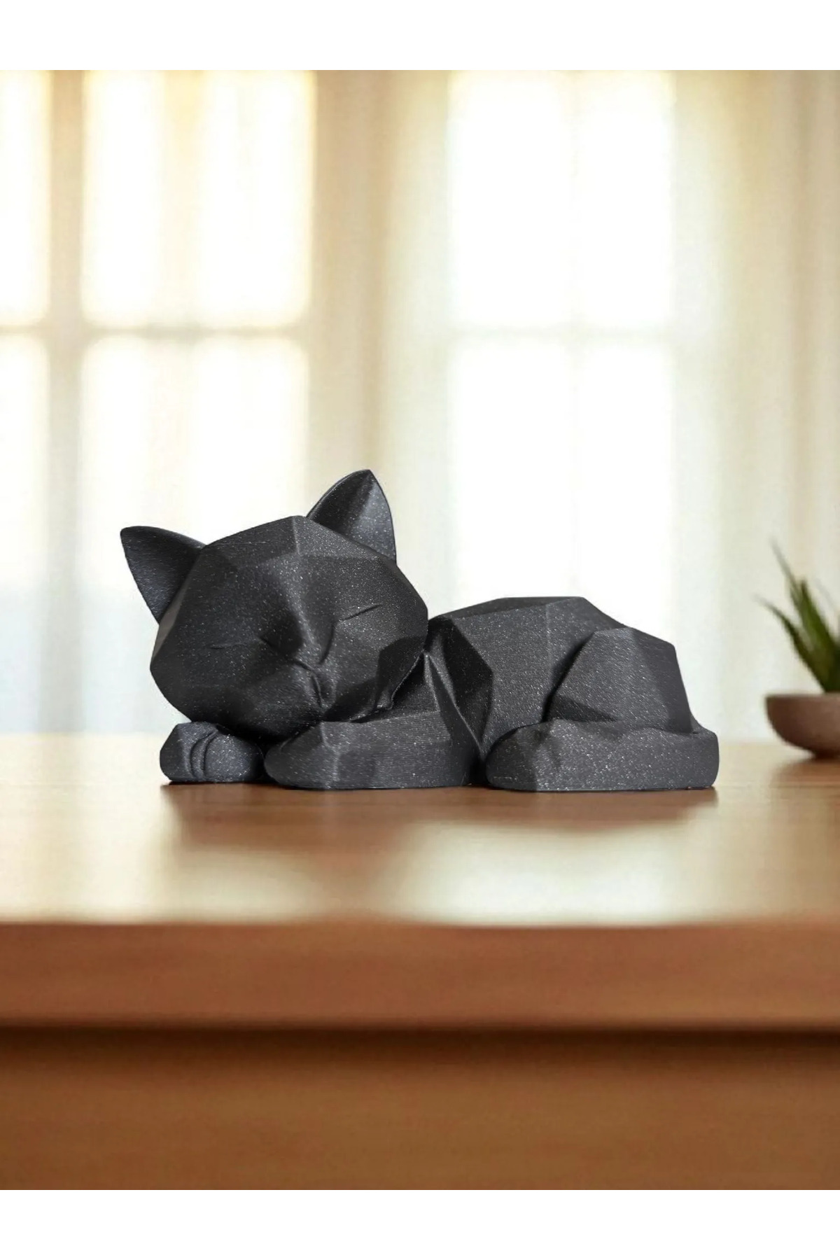 Simpatica figura di gatto addormentato - Oggetto da collezione Low Poly da 15 cm