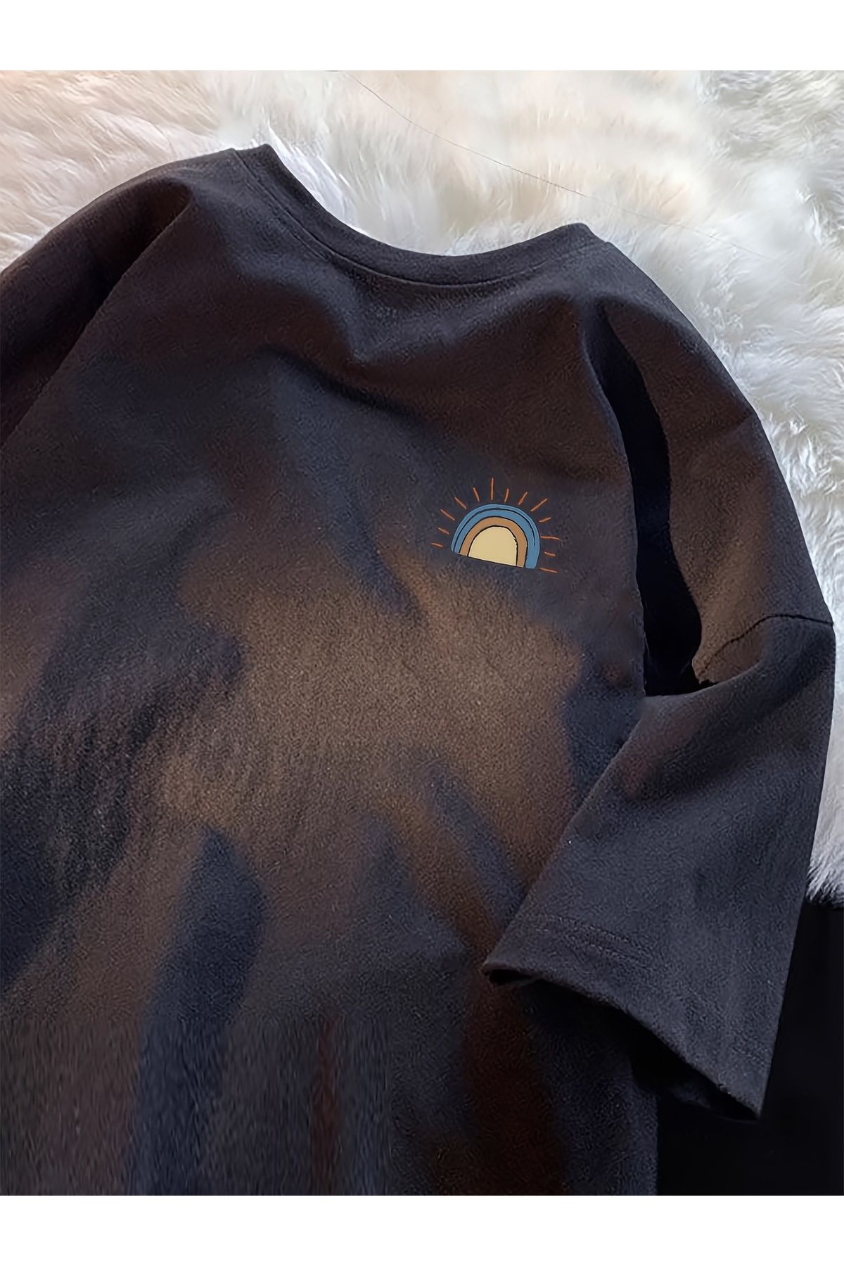 Jakinta Outdoors Baskılı Oversize Bisiklet Yaka Tişört Pamuk Penye 2 İplik Unisex & Günlük Rahat