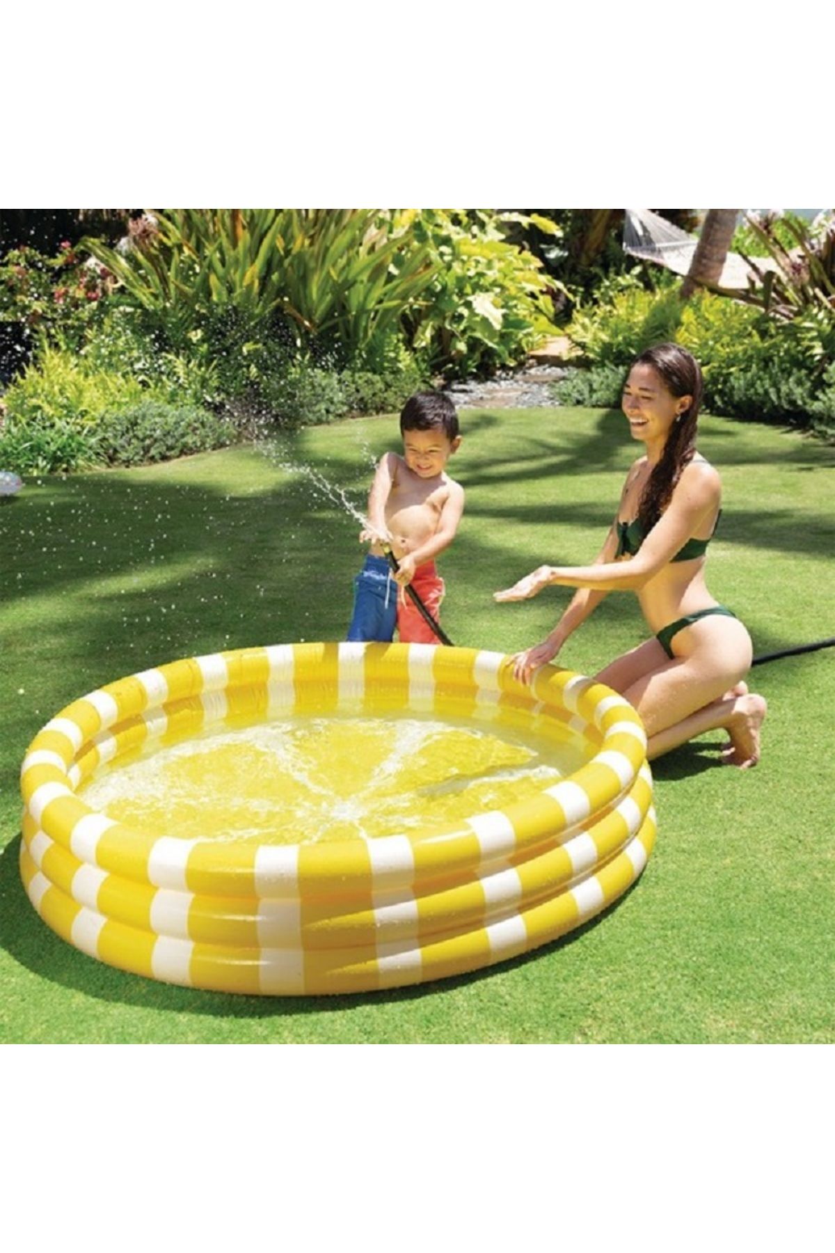 Intex-Zesty Lemon Design Round Inflatable Kiddie Pool Yellow and White 2