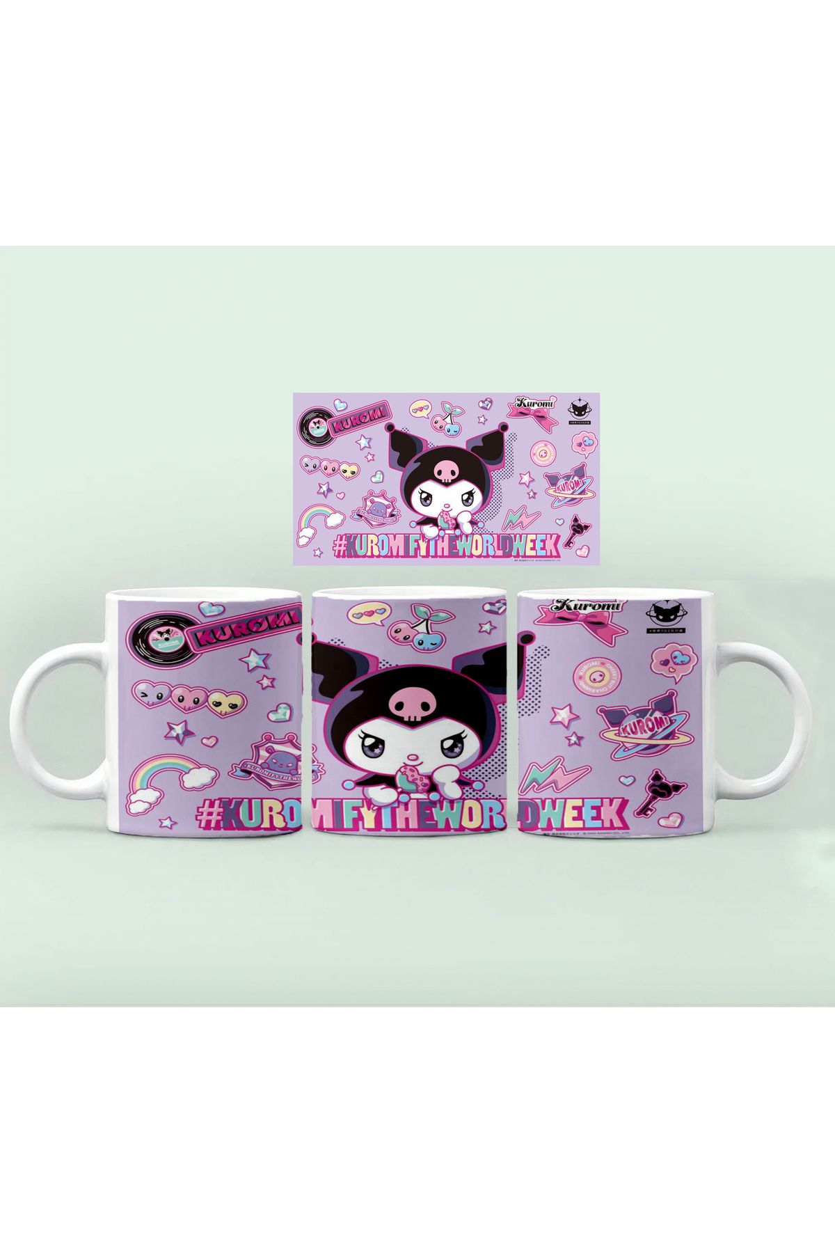 RHG Art Kuromi Sanrio Tasarım Baskılı Kupa Bardak Kahve Fincanı 300 ml