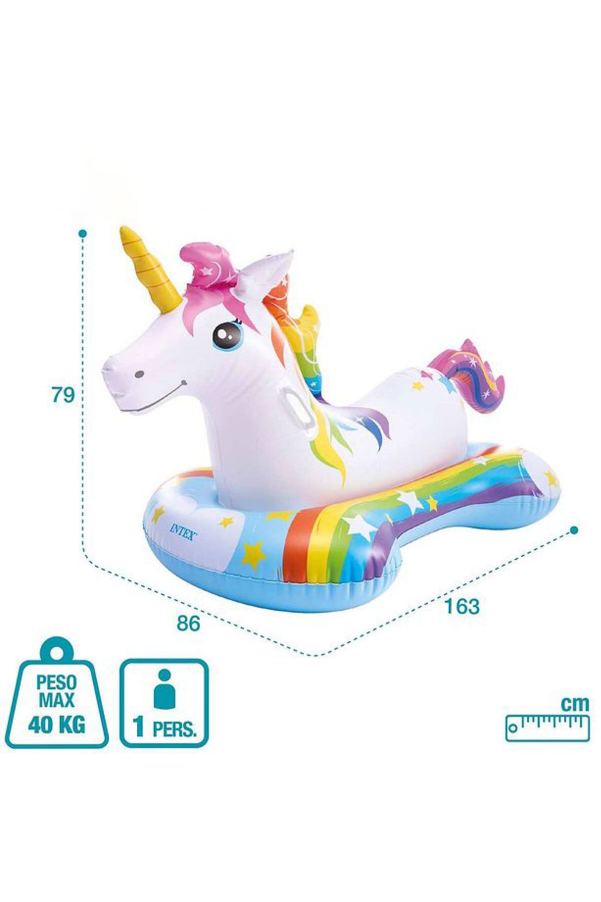NillyToys-Magic Unicorn Rider 163X86 cm with Handle Pool Beach Activity 4
