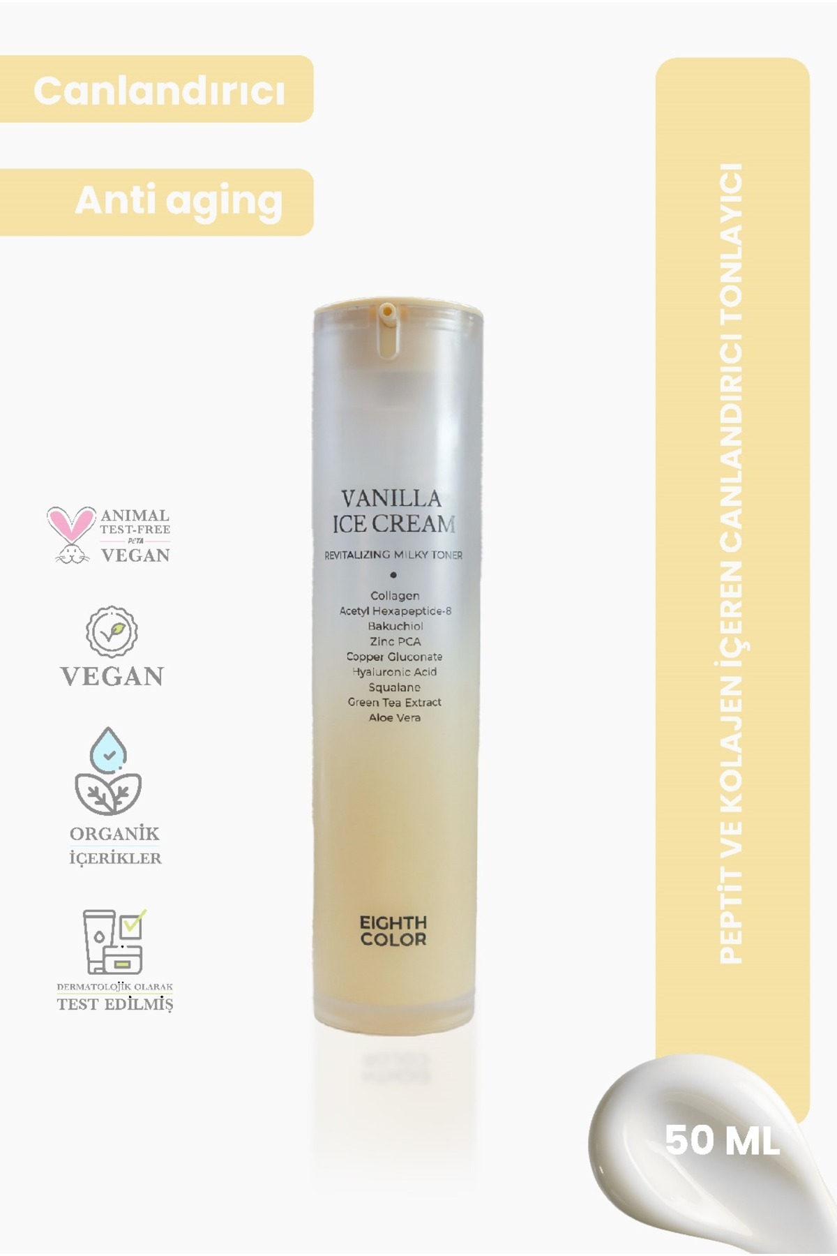 EIGHTH COLOR Vanilla Ice Cream: Peptit ve Kolajen İçeren Canlandırıcı Tonlayıcı