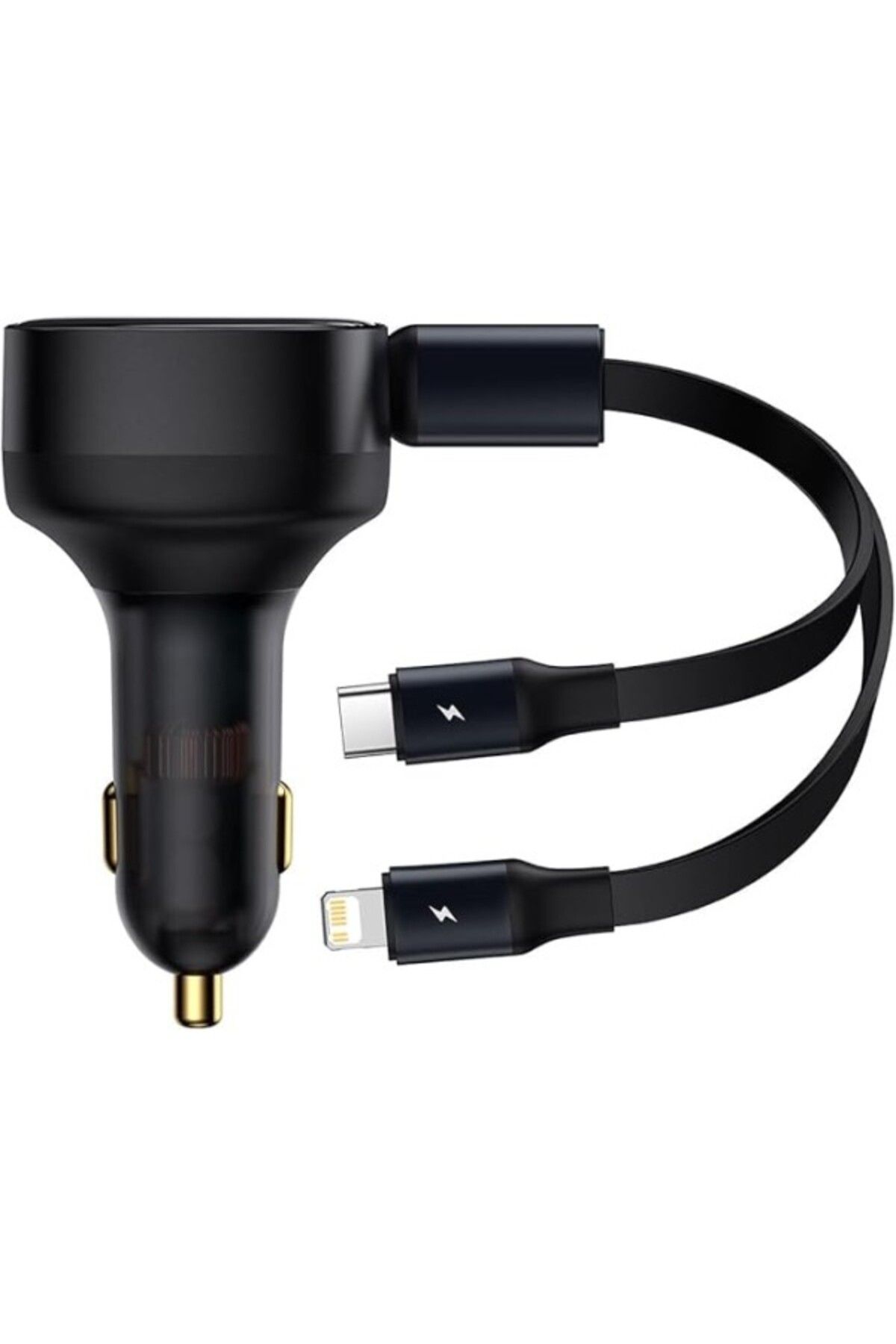 ShopZum Enjoyment Uzatılabilir 2'Si 1 Arada Araç Şarj Adaptörü C+L 30W, Siyah