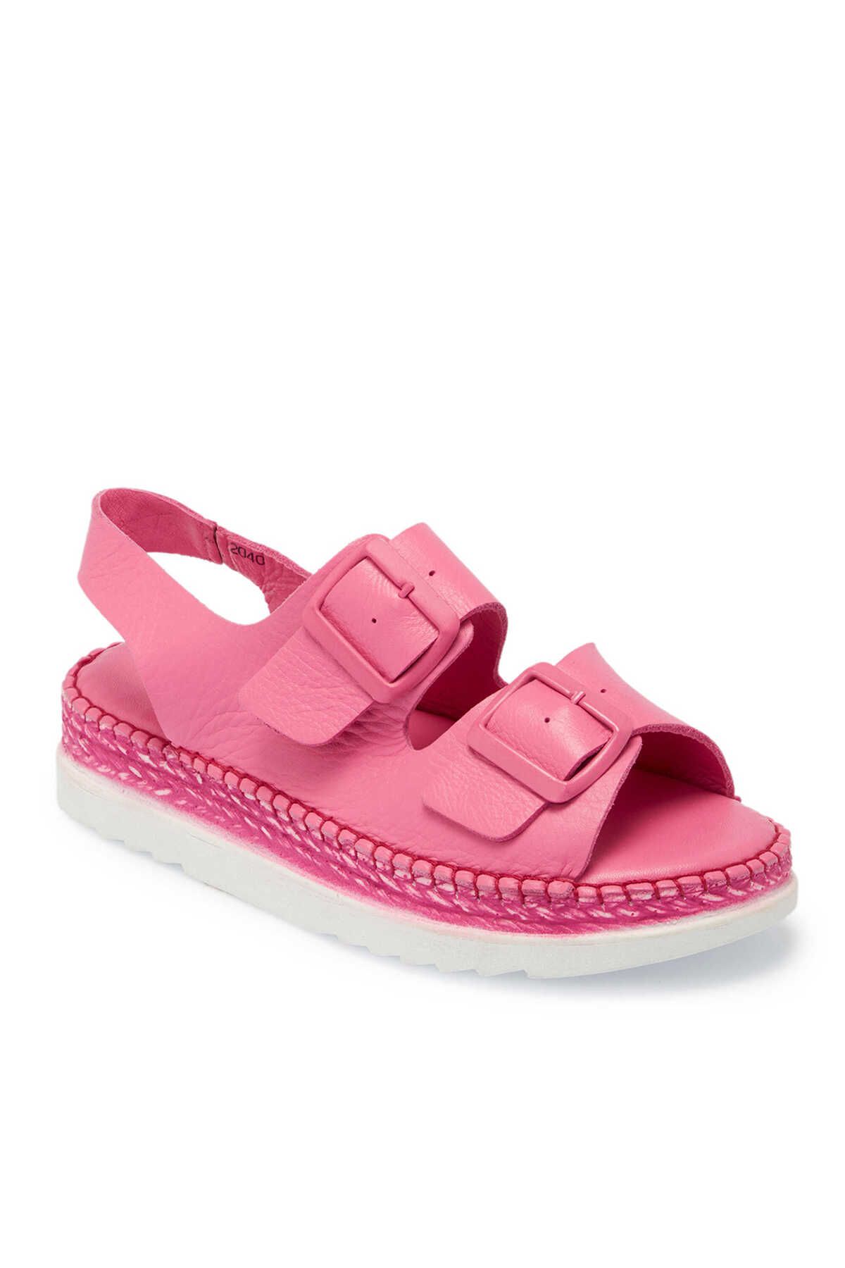 Tergan Pembe Hakiki Deri Kadın Sandalet - K24Y1SN67298-J91