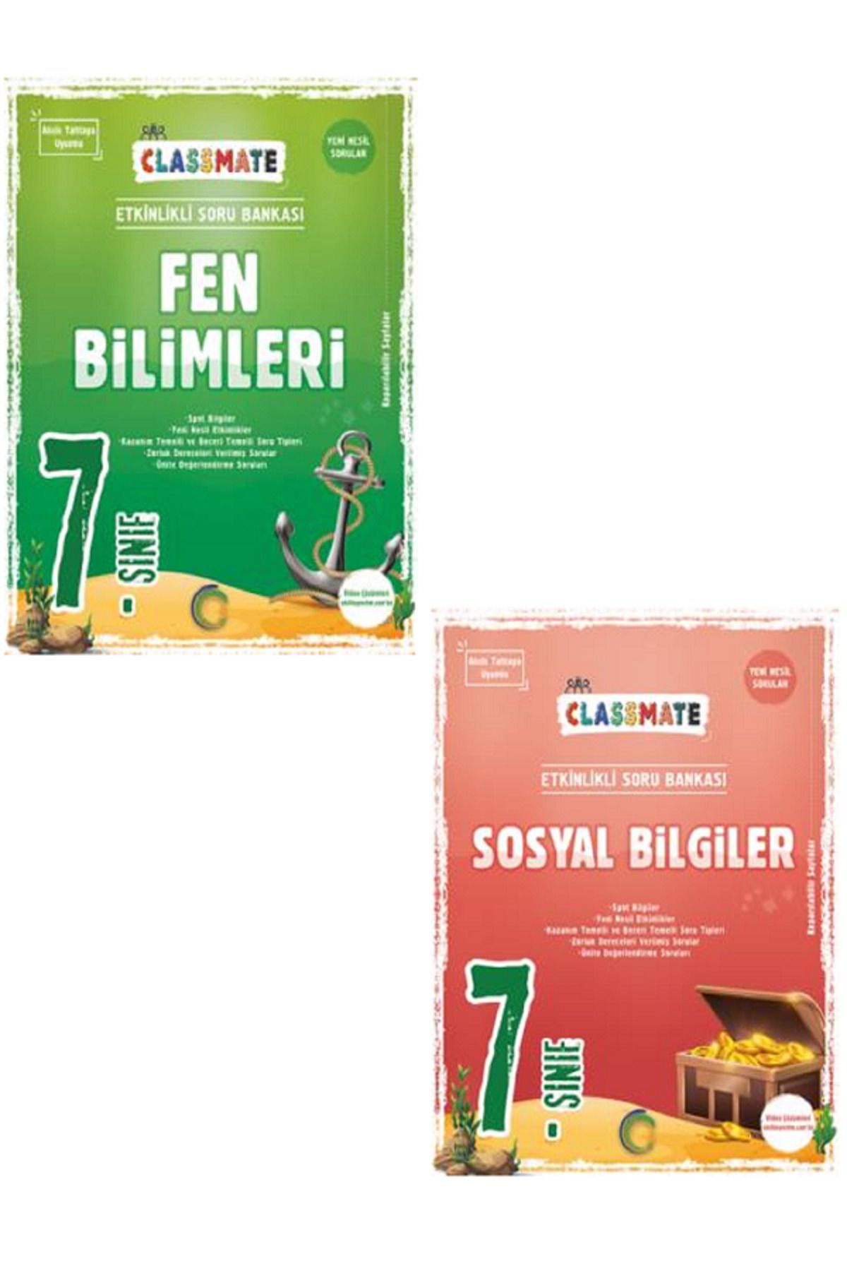 Evrensel İletişim Yayınları 7.Sınıf Okyanus Classmate Fen Bilimleri + Sosyal Bilgiler Soru Bankası / Yeni Nesil / 2 KİTAP