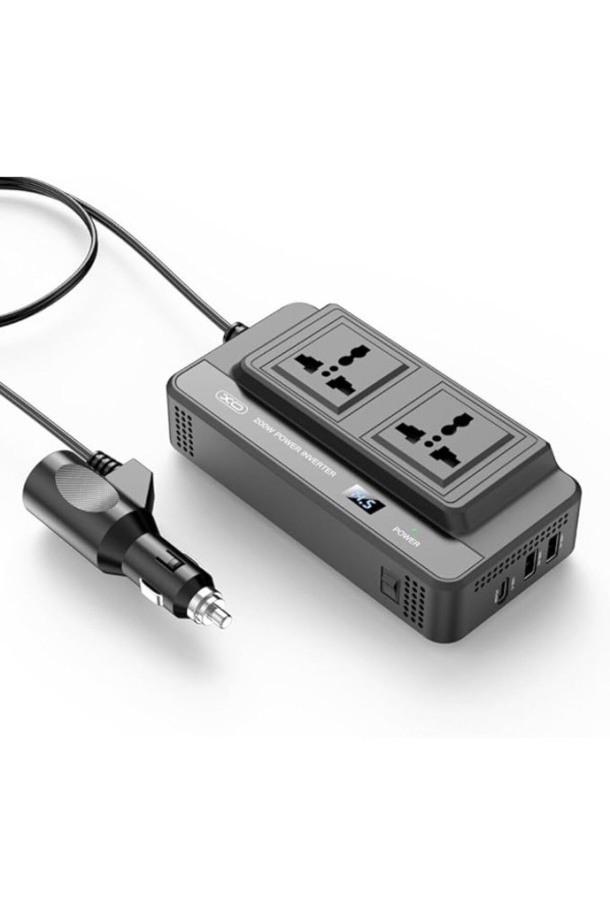 ShopZum Cz011 200W Araç İnverteri, 200W Sürekli Güç, 220V Ac Çıkış, Usb-C Pd 20W + 2X Usb-A, Led Ekran