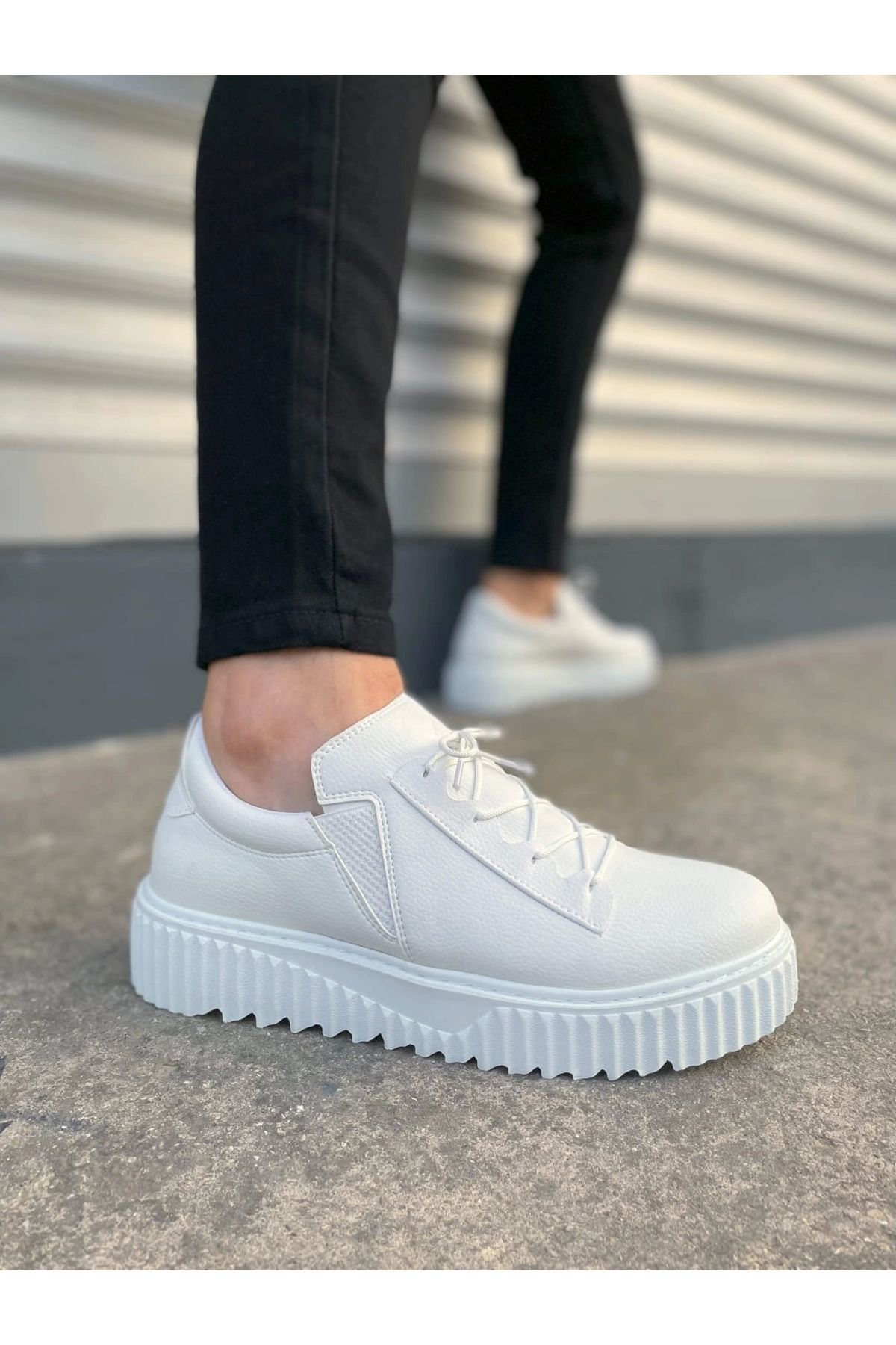 TB Terzi Bey Tb502 Bold Bağcıklı Cilt Erkek Günlük Sneaker Ayakkabı Cbt - Beyaz