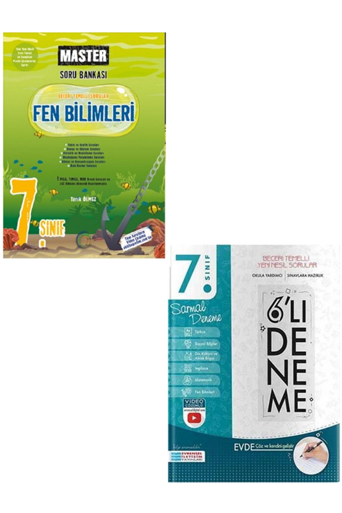 Evrensel İletişim Yayınları 7.Sınıf Okyanus Master Fen Bilimleri Soru Bankası + 7.Sınıf Evrensel 6'Lı Sarmal Deneme / 2 KİTAP
