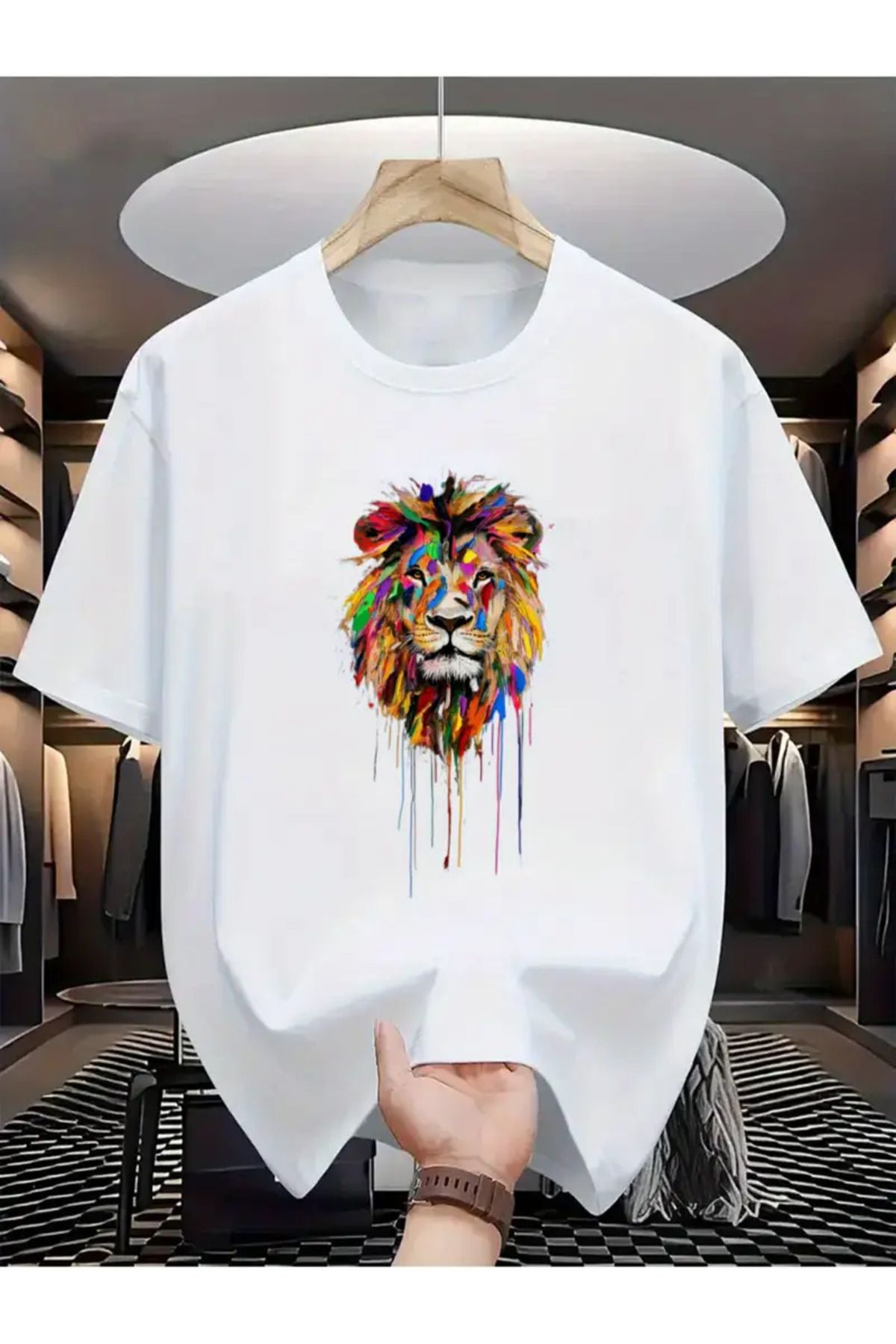 Karatopak Aslan Figürü Baskılı Oversize T-Shirt