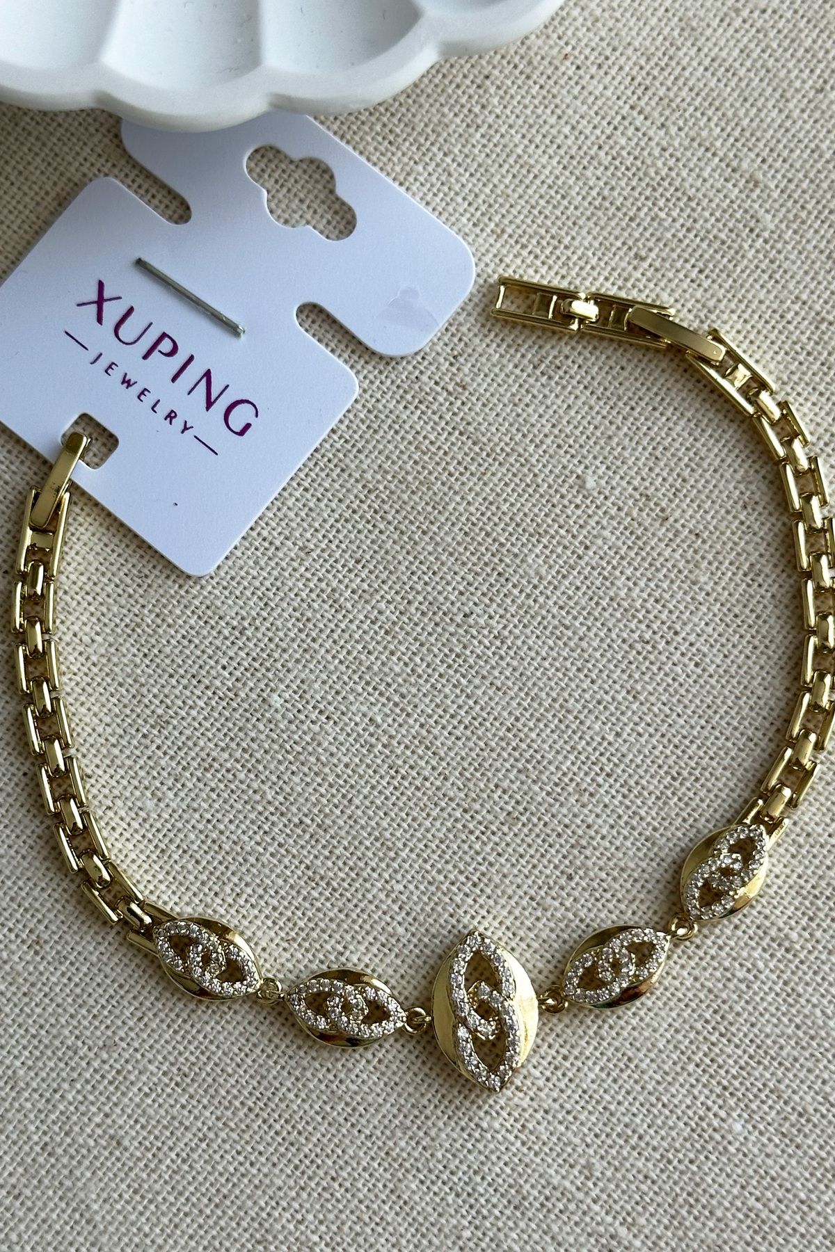 Modacaprea Xuping 14K Taşlı Yıldız Kadın Bileklik – 17+2 cm | Altın Renk Kararmaz Xuping Takı