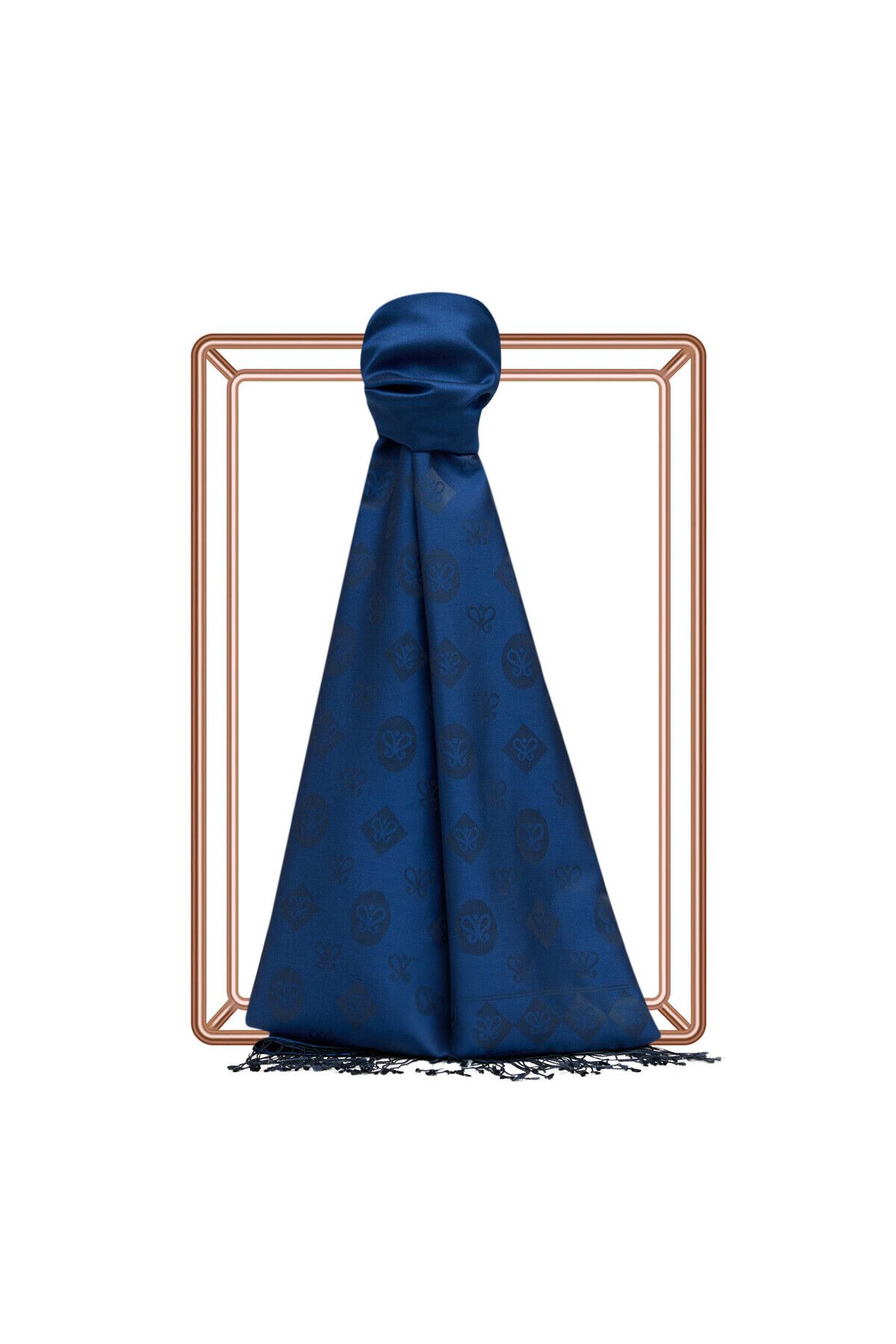 ipekevi Indigo Semi Monogram Desenli İpek Şal