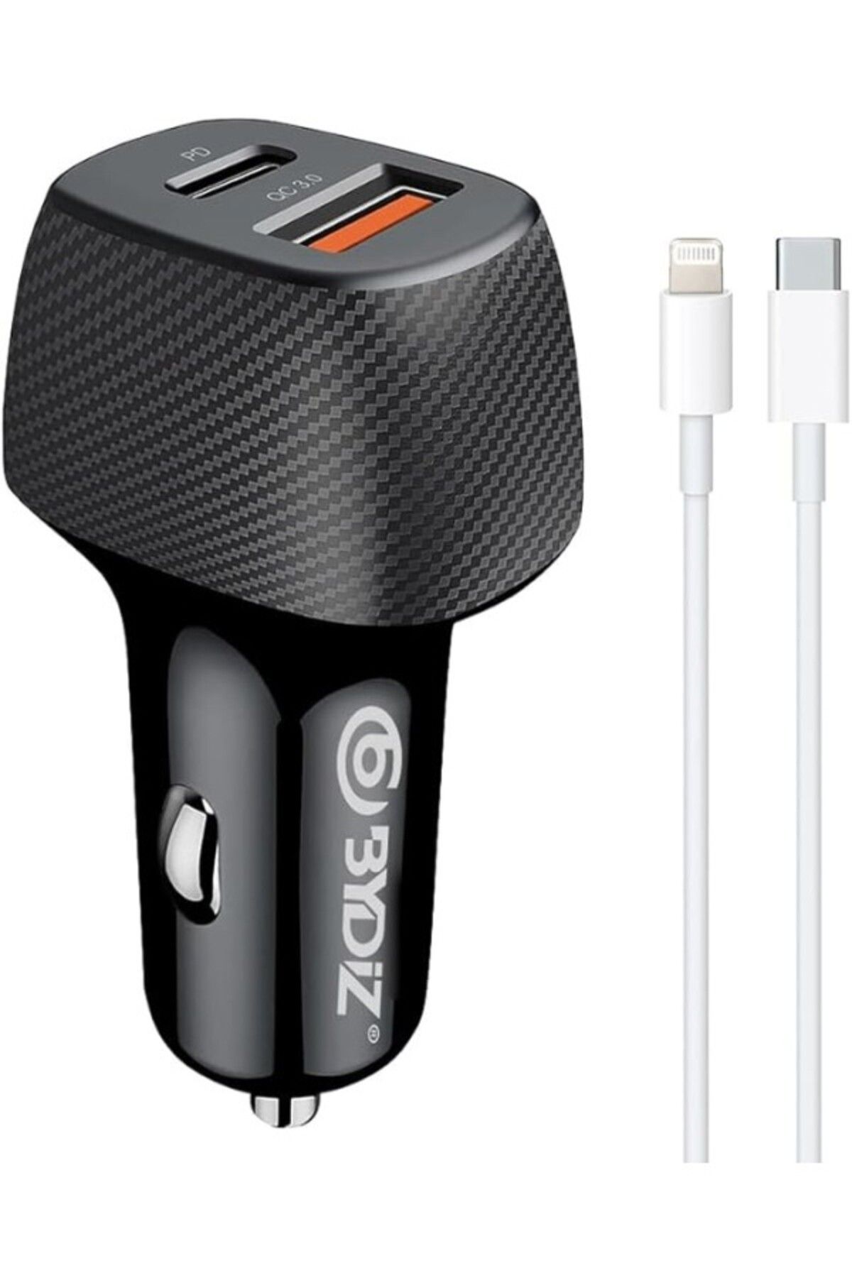 ShopZum By-38L Hızlı Araç Şarj Cihazı 38W Araba Çakmaklık Şarj Aleti + Lightning Kablo Usb + Pd