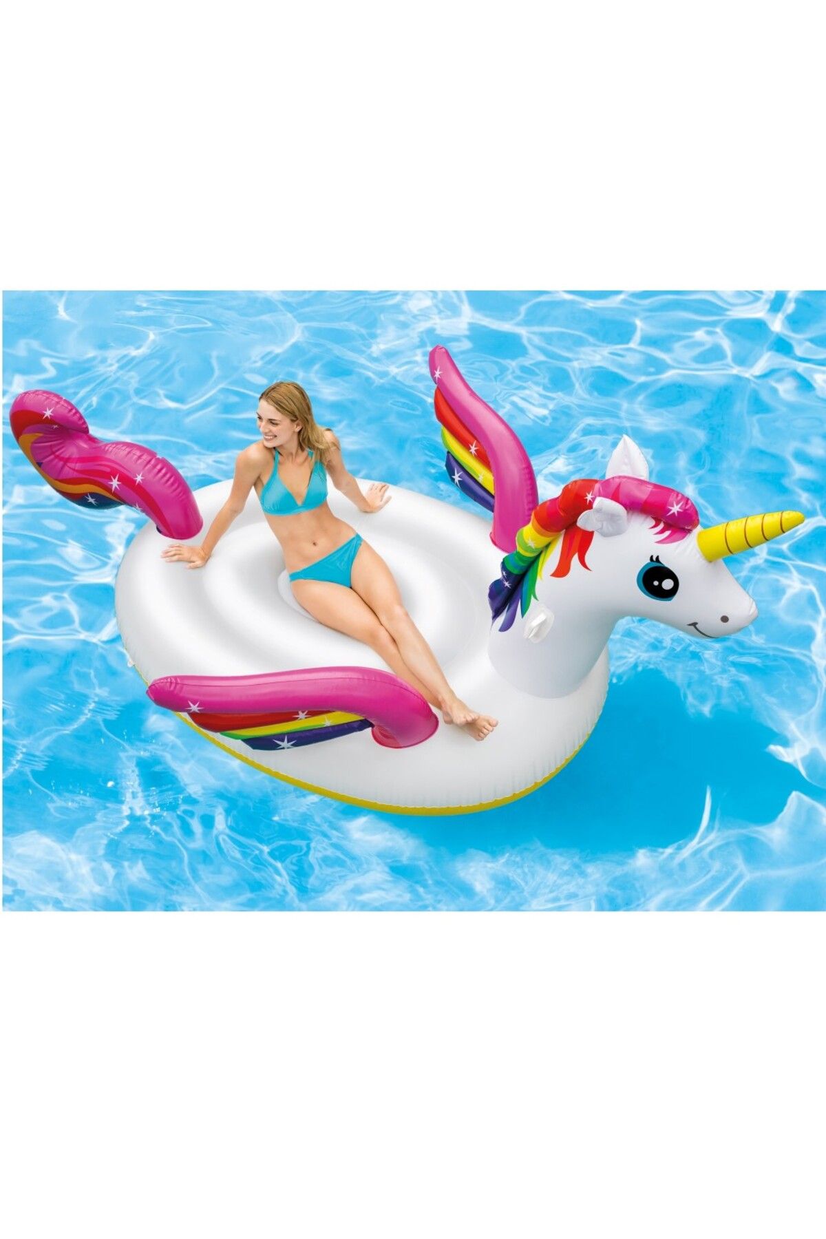 NillyToys Mega Tek Boynozlu Unicorn At Tutmaçlı Ada Binici 287x193x165cm Havuz Plaj Aktivite