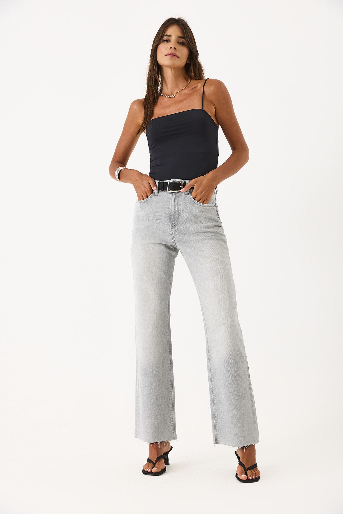 VENA Wanda Grey Wide Leg Jean Pantolon - GREY