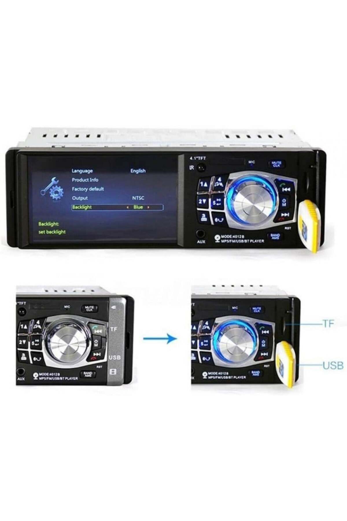 TECHSTAR-Player MP5 Techstar® 4012B, 1DIN, ecran HD de 4,1 inci, comenzi pe volan, telecomandă, Bluetooth 4