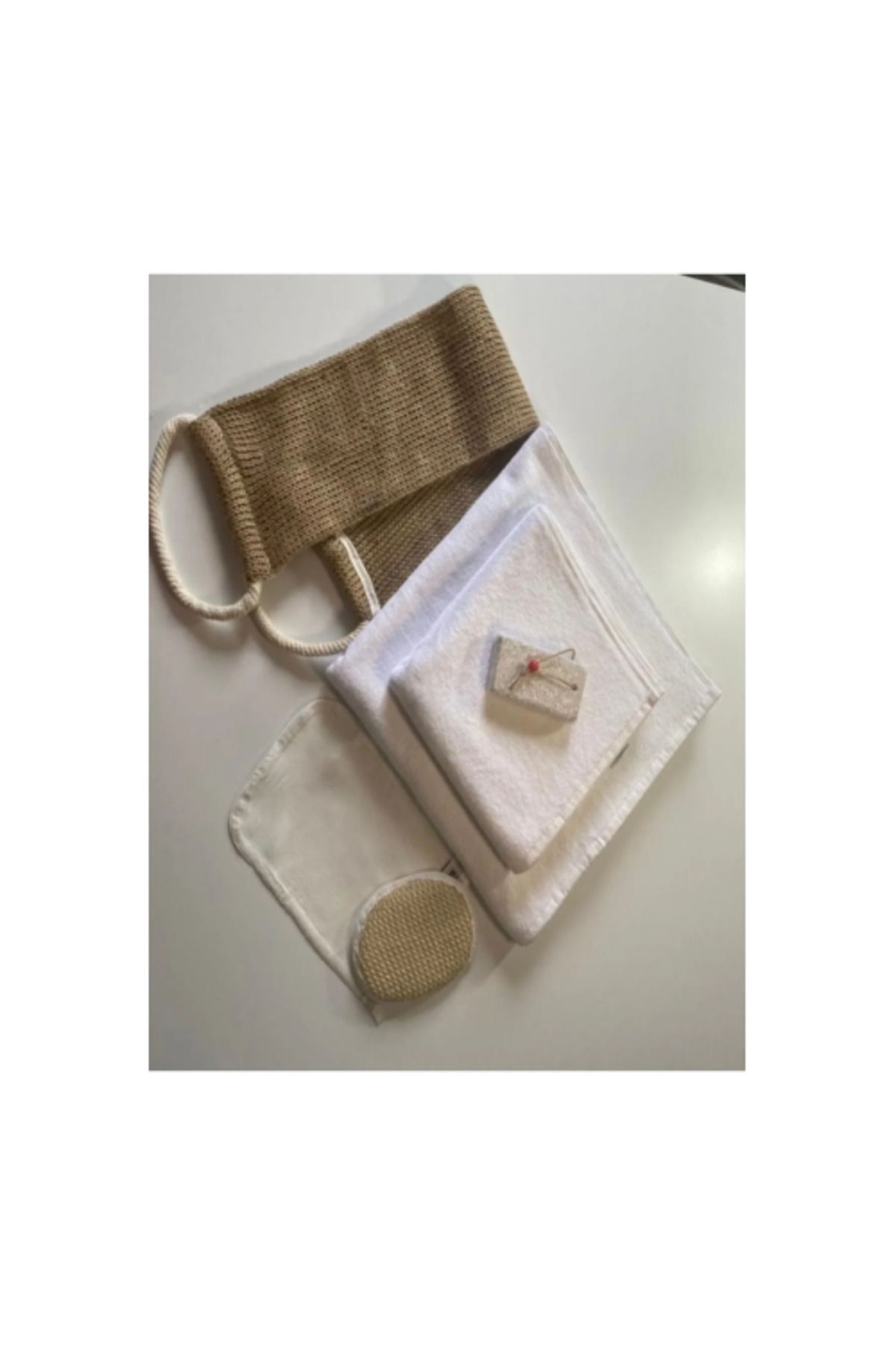 Modafiks %100 Keten Sırt Lifi, Yüz Lifi, Kese, Ponza Taşı 1. Sınıf Baş Ve Vücut Havlusu 6lı Banyo Hamam Seti