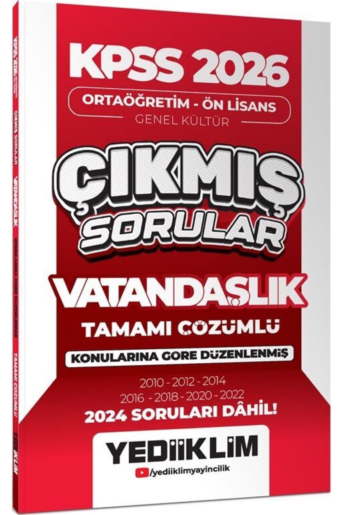 Yediiklim Yayınları Yediiklim 2026 KPSS Ortaöğretim Ön Lisans Genel Kültür Vatandaşlık Tamamı Çözümlü Çıkmış Sorular