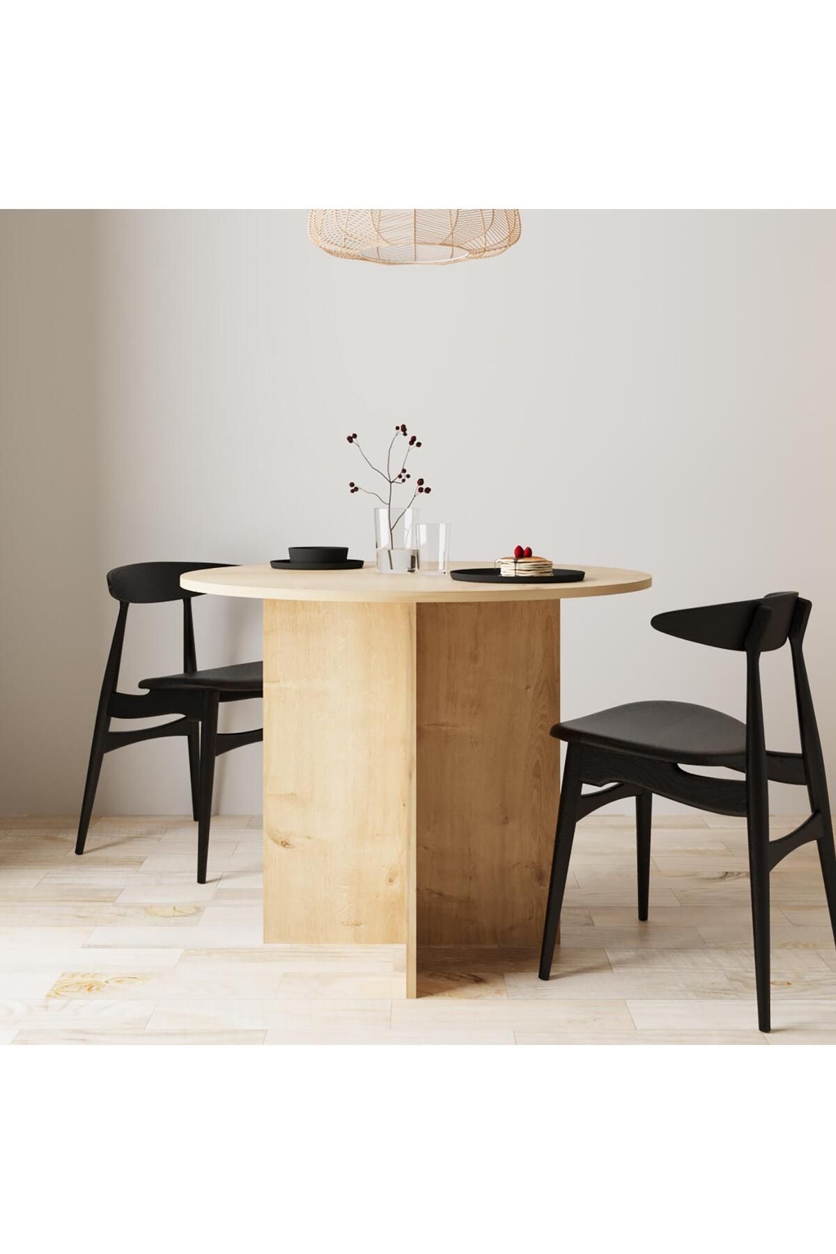 Bimossa L0110 Linet Yuvarlak Yemek Masası Salon Mutfak Masası 4 Kişilik – Safir