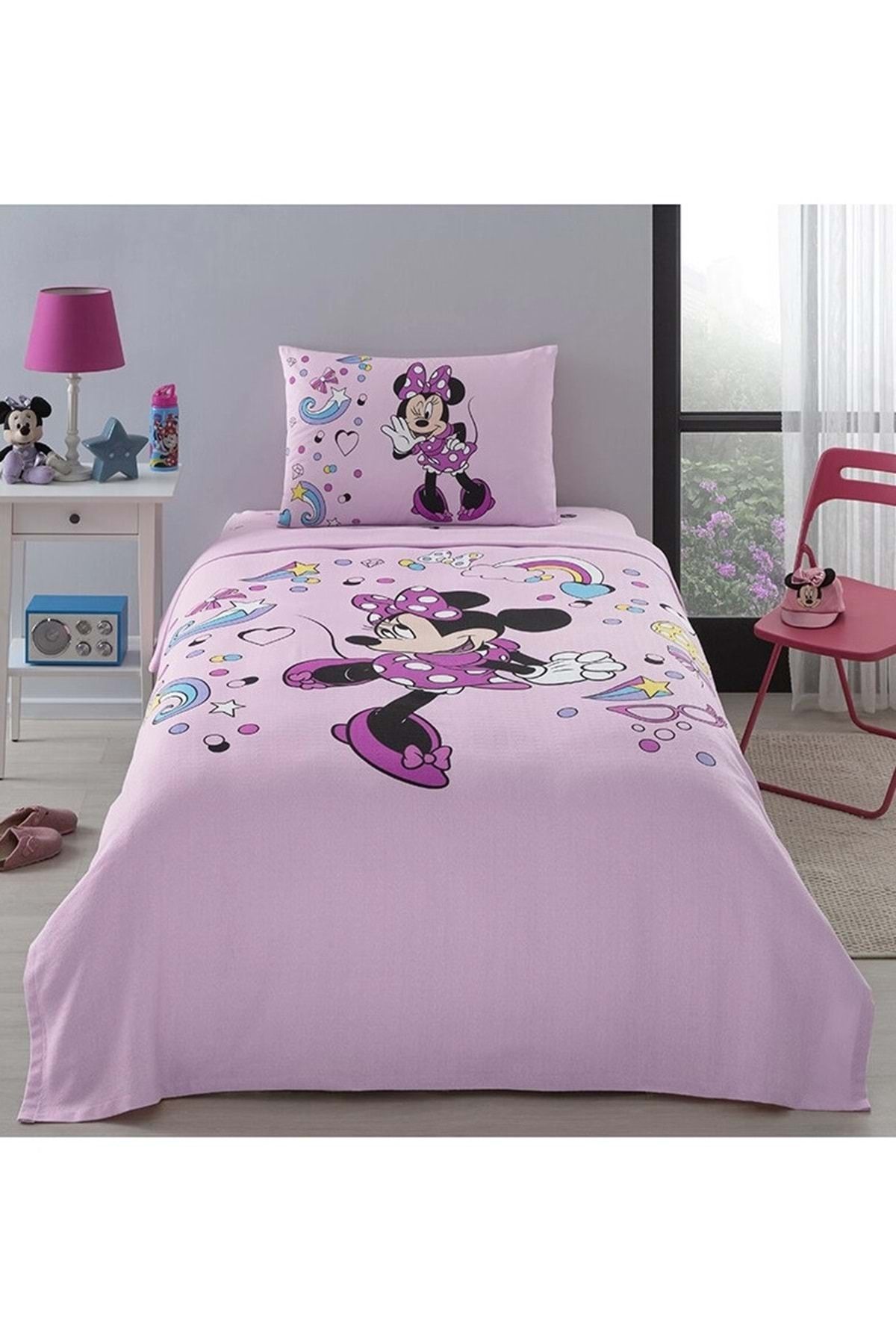 Özdilek Özdilek Lisanslı Fitted Çarşaflı Tek Kişilik Çocuk Pike Takımı-Minnie Mouse Icon