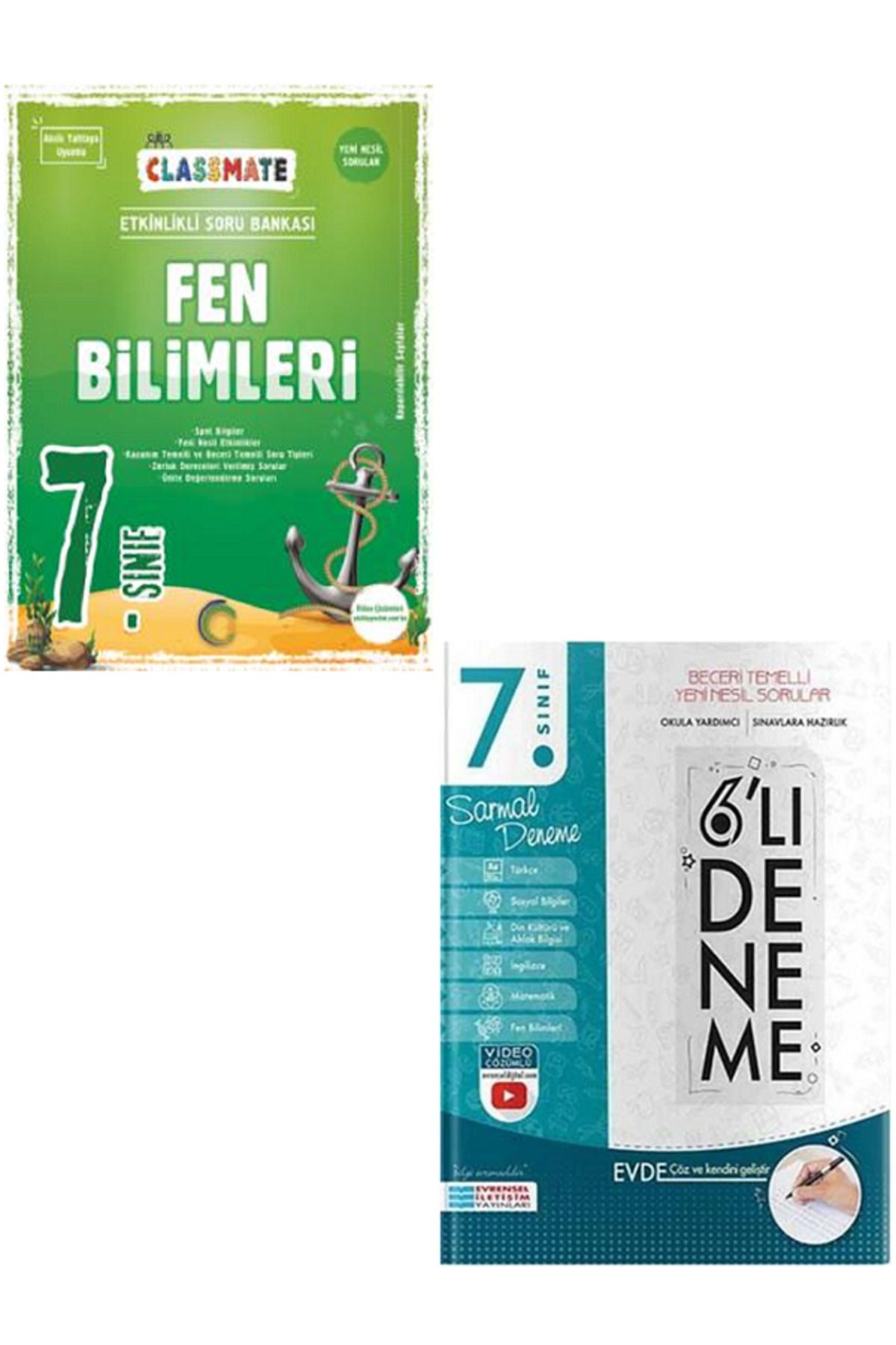 Evrensel İletişim Yayınları 7.Sınıf Okyanus Classmate Fen Bilimleri Soru Bankası + 7.Sınıf Evrensel 6'Lı Sarmal Deneme / 2 KİTAP