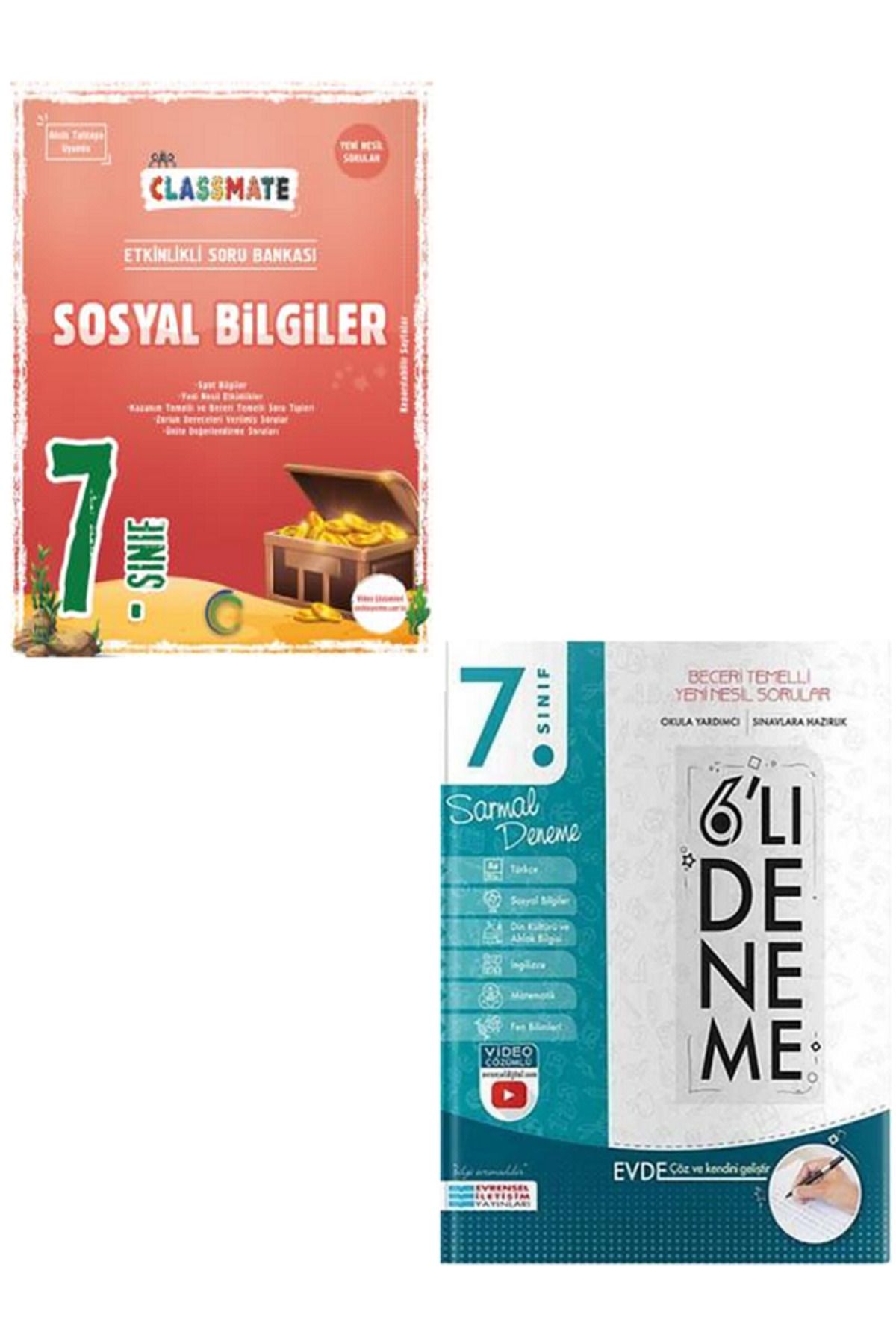 Evrensel İletişim Yayınları 7.Sınıf Okyanus Classmate Sosyal Bilgiler Soru Bankası + 7.Sınıf Evrensel 6'Lı Sarmal Deneme /2KİTAP