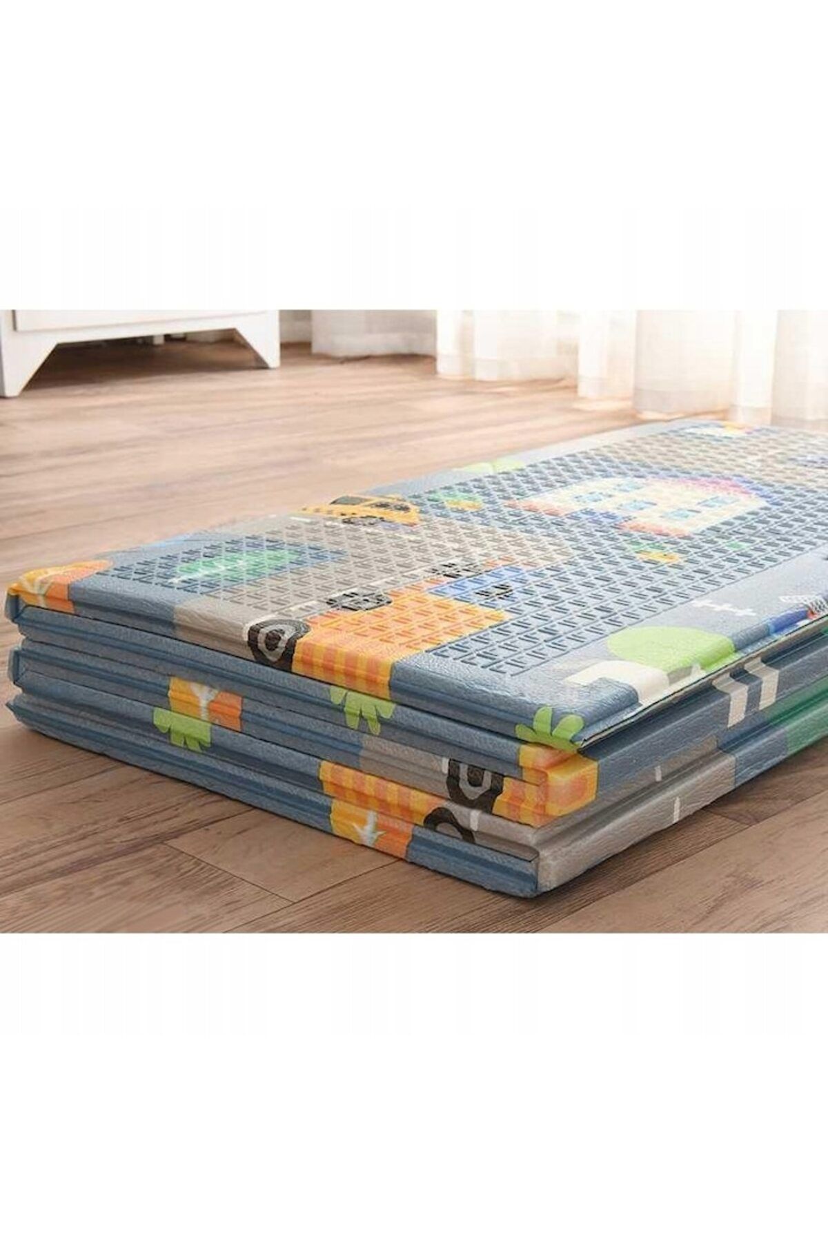 indiggo-Covoras Reversibil din Spuma, Model Alfabet si Stradute, 150 X 200 cm, Albastru/Gri 3