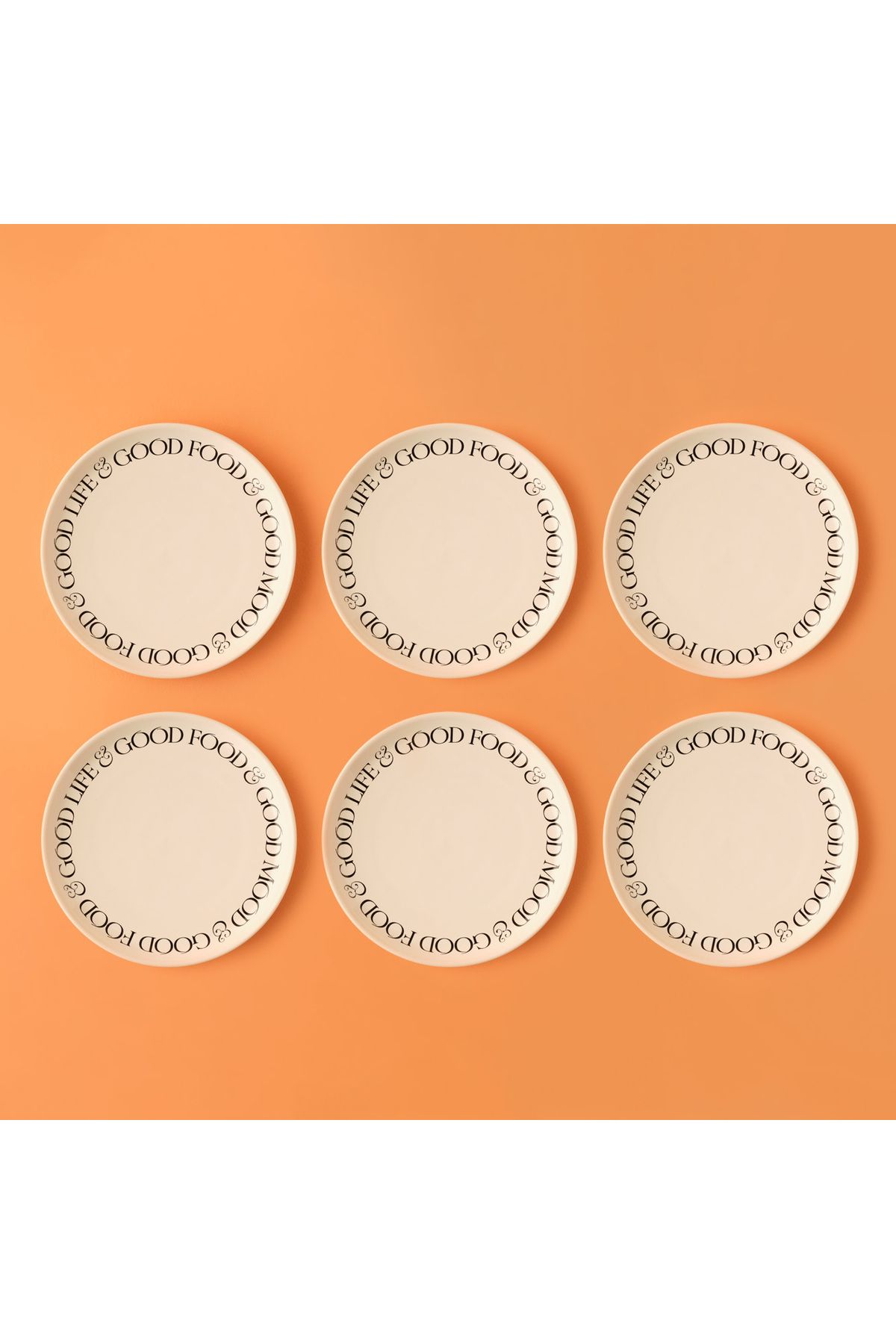 Bella Maison Mottos Seramik 6'lı Pasta Tabağı Beyaz (20 cm)