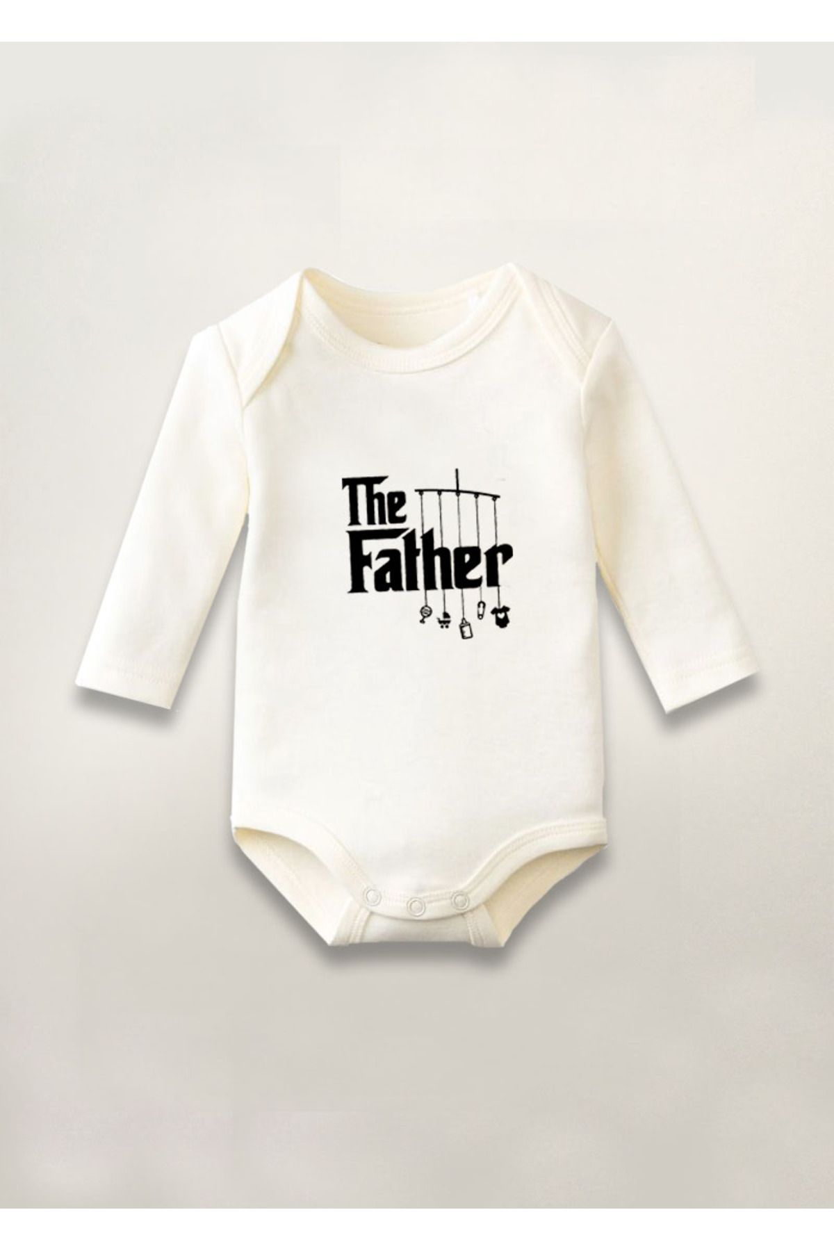 sielta The Father Dad Baba Baskılı Pamuklu Uzun Kollu Çıtçıtlı Bebek Body Zıbın Atlet Tulum