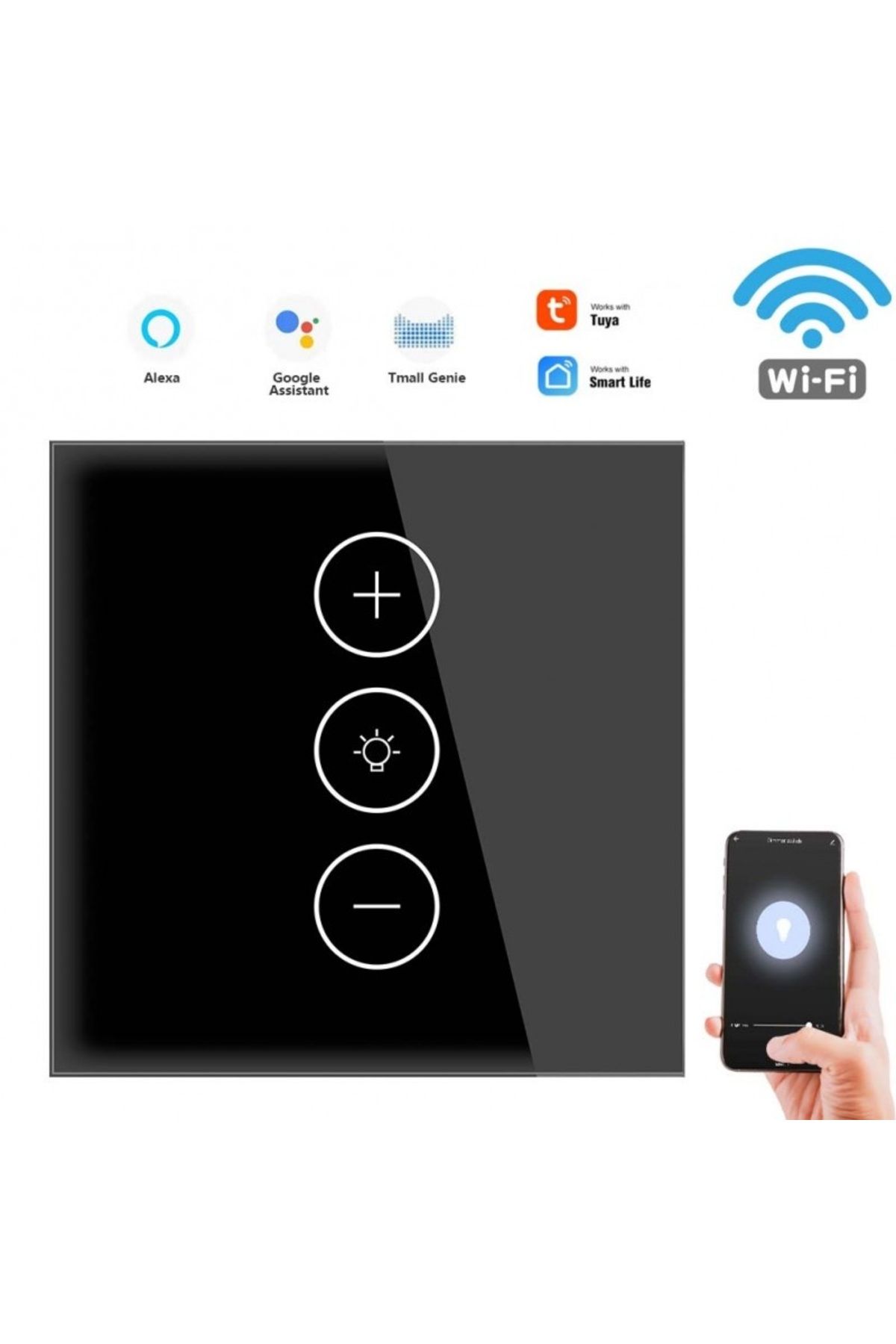 TECHSTAR-Întrerupător tactil inteligent ® V2, wireless 2,4 GHz, variator de intensitate, sticlă securizată, design modern, iluminare LED 6