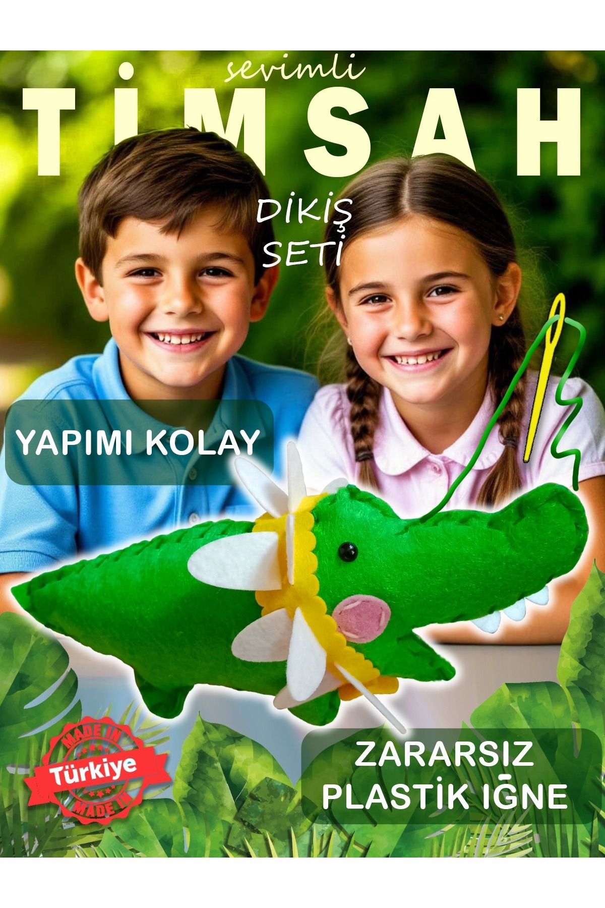 Kabajur Sevimli Timsah Keçe Oyuncak Dikiş Seti - Geliştirici Montessori oyuncak