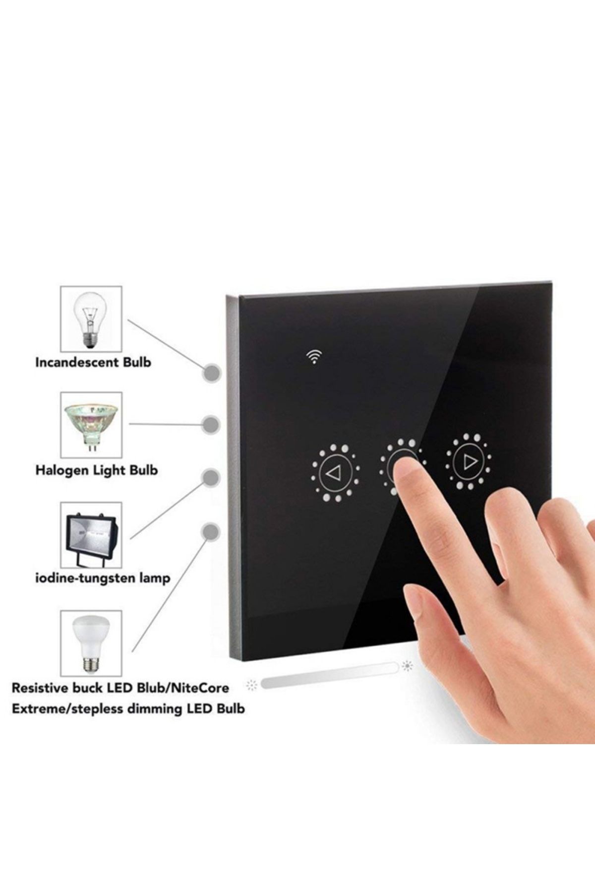 TECHSTAR-Întrerupător tactil inteligent, wireless 2,4 GHz, variator de intensitate, sticlă securizată, design modern, iluminare LED, 3