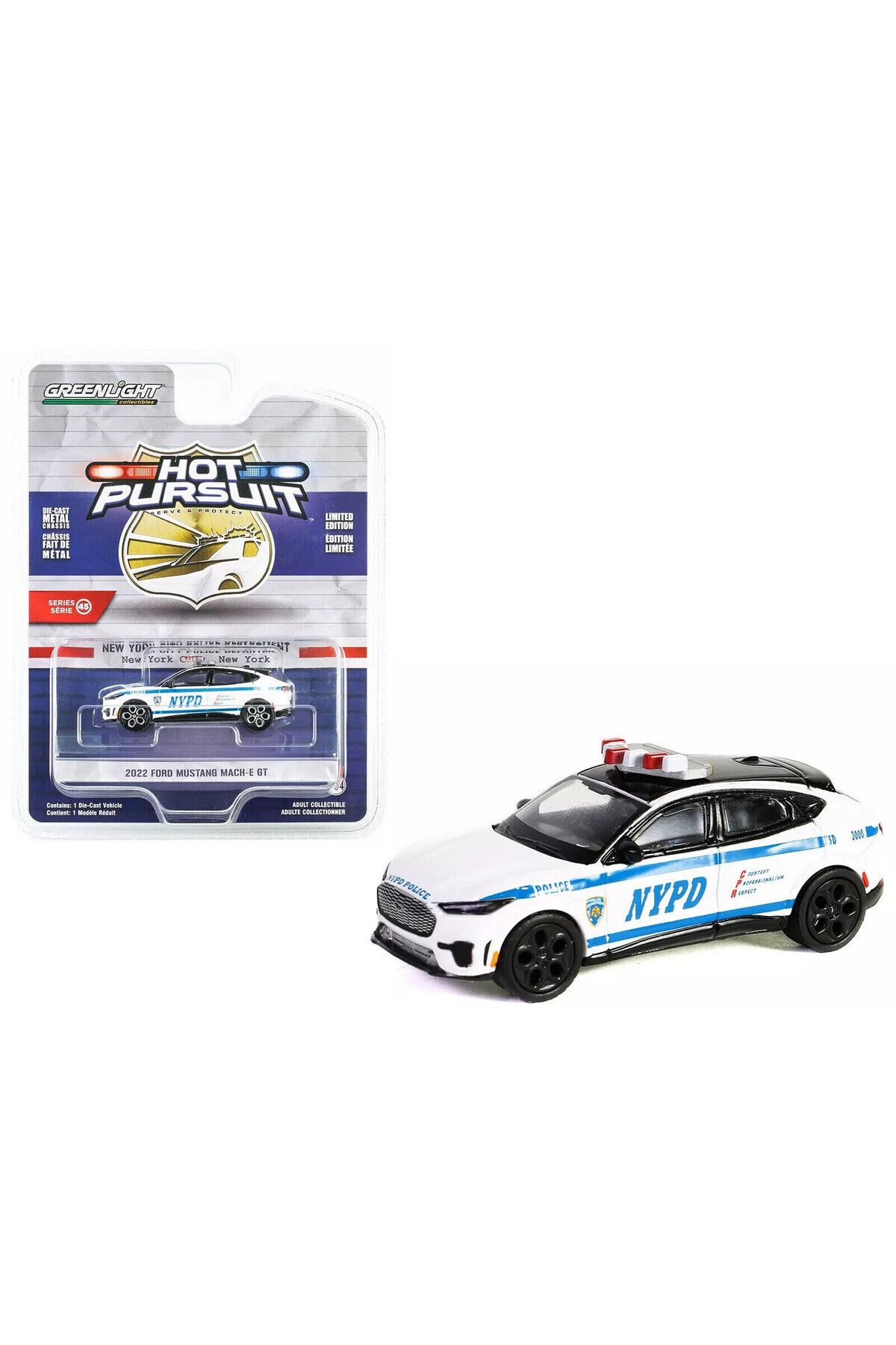 Greenlight Hot Pursuit - 2022 Ford Mustang Mach-E GT NYPD – 1:64 Ölçek