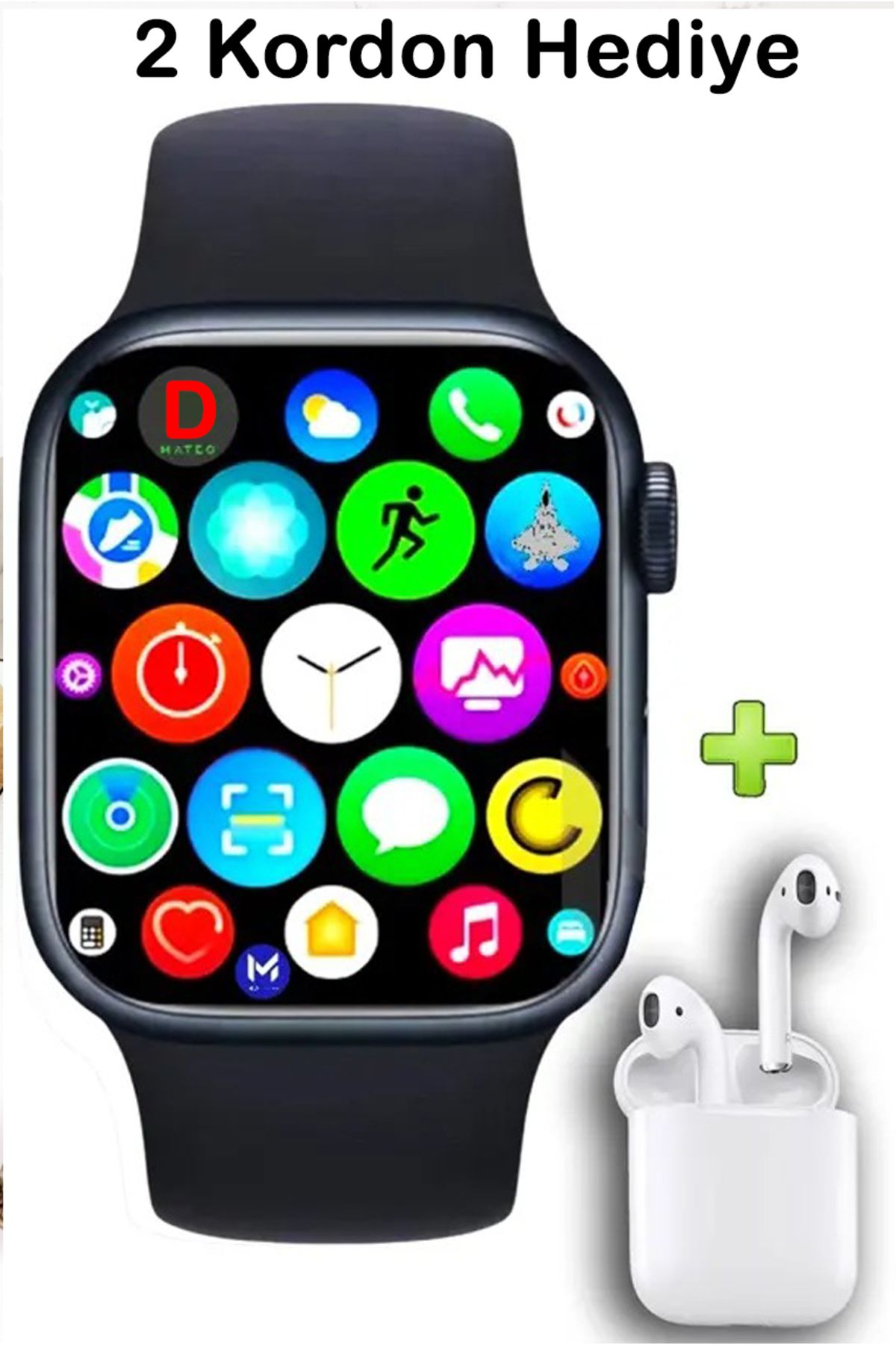 DigiMonster Ultra 9 Max Akıllı Saat + Bluetooth Kulaklık Hediyeli Set (42mm - 2 Silikon Kordon Hediye)