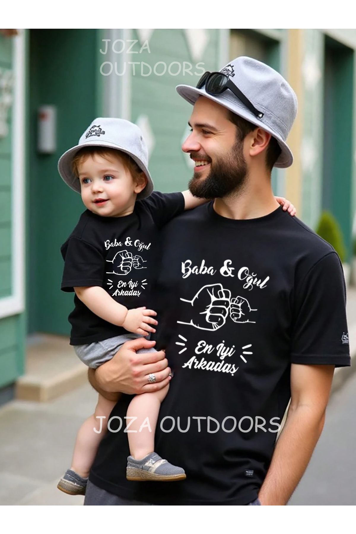 Joza Outdoors Baba & Oğul En İyi Arkadaş Baskılı Oversize Tshirt Baba Çocuk Kombini ( TEK ÜRÜN FİYATIDIR )