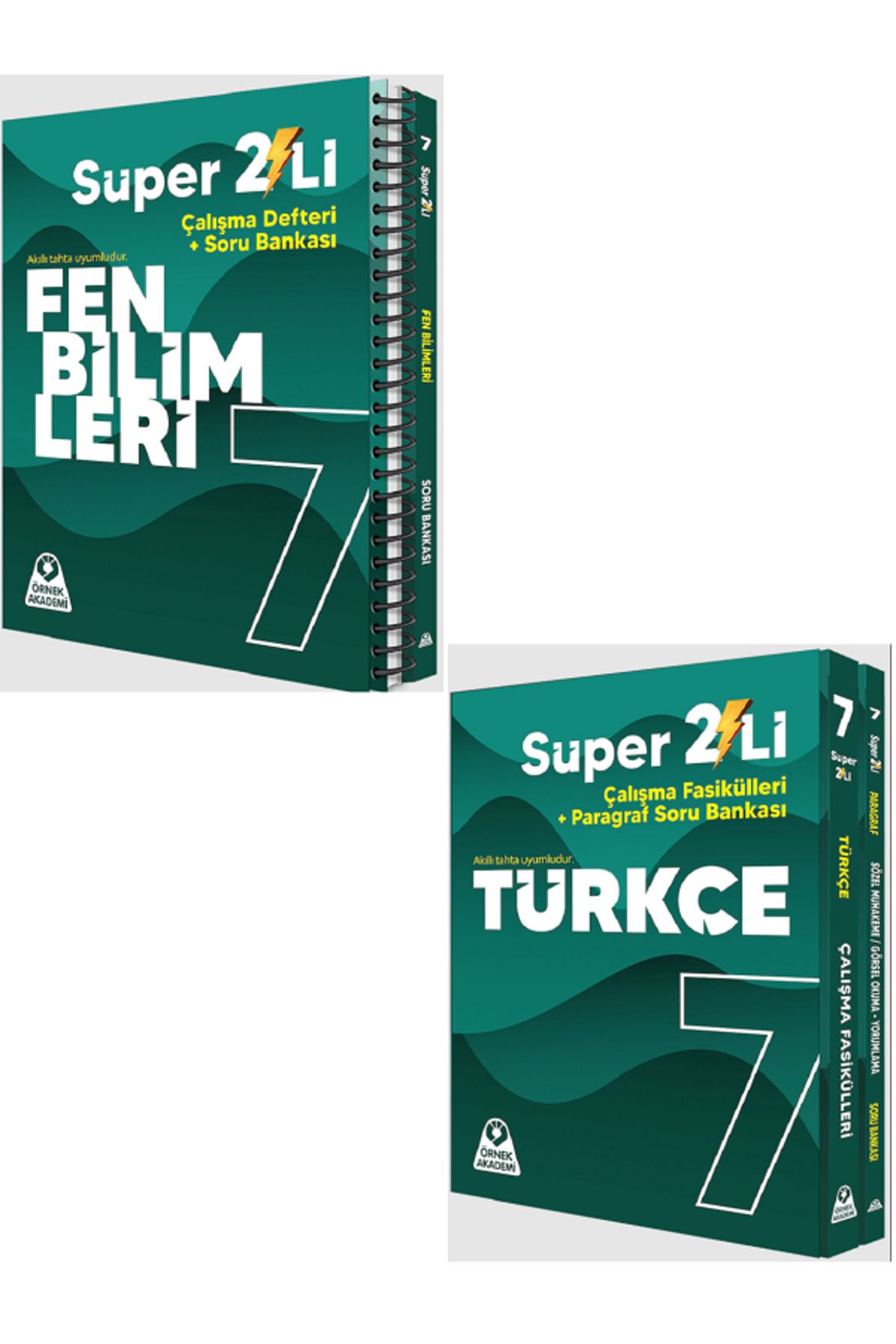 Evrensel İletişim Yayınları 7.Sınıf Örnek Akademi Fen Bilimleri + Türkçe Süper 2'Li Soru Bankaları / 2'Li SET