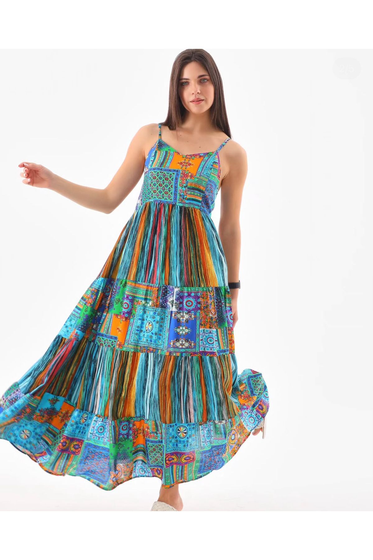 Elvira Butik ASKILI ETNİK DESENLİ ELBİSE