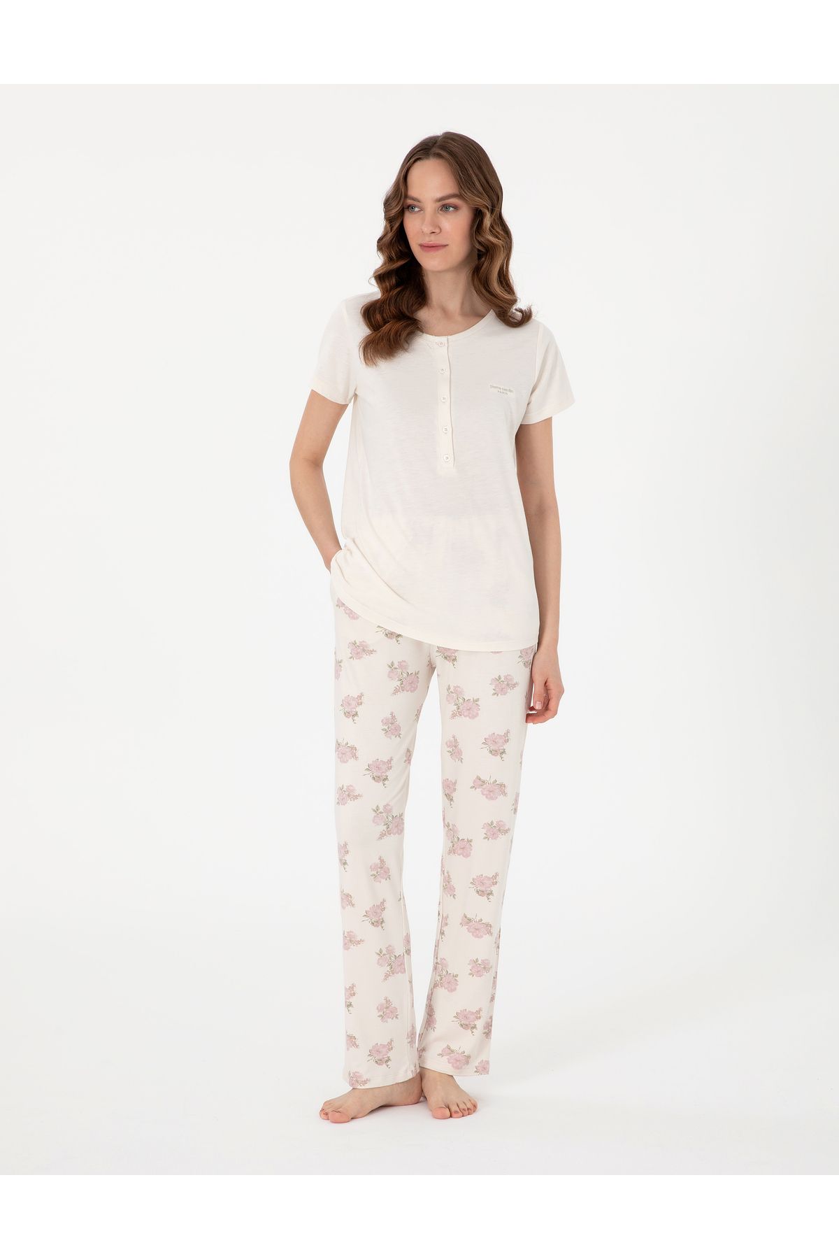 Pierre Cardin Krem Kısakollu Lohusa Pijama Takımı 50319052-VR071