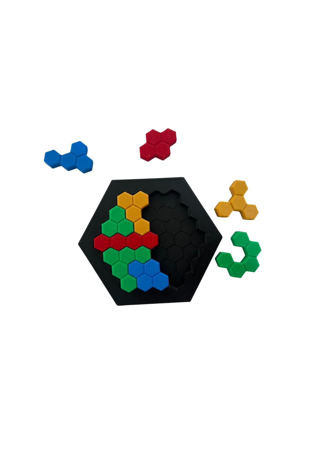 OEMPLUS Renkli 4x4 Petek Zeka Bulmacası – El Yapımı 3D Puzzle Oyunu | Hex Desenli