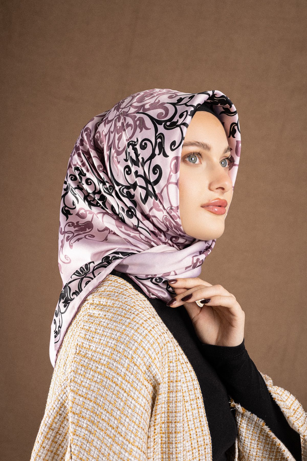 Akel Varaklı Saten Eşarp Koleksiyonu Ebat 95 x 95