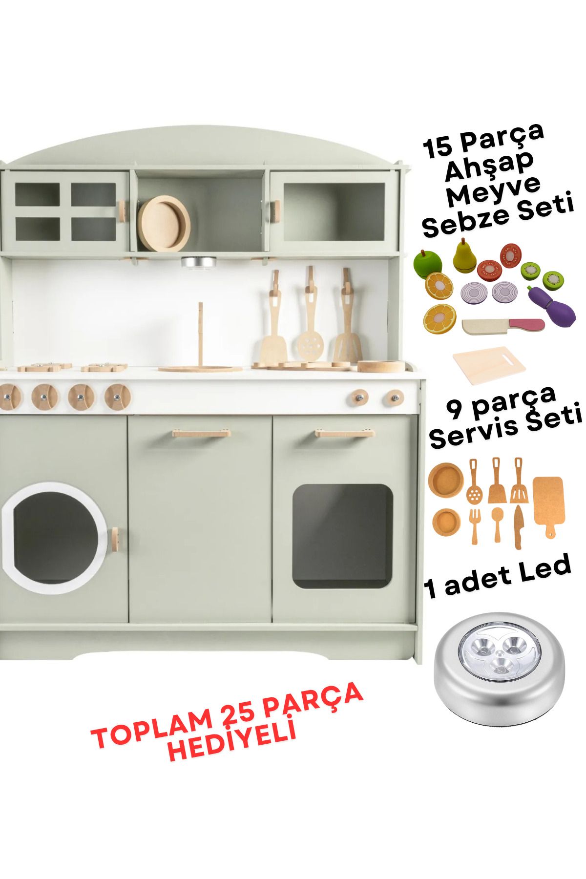 HOBBY HOUSE Ahşap Oyuncak Mutfak Ihlamur Ahşap Kesilebilir Meyve Sebze Seti Hediyeli