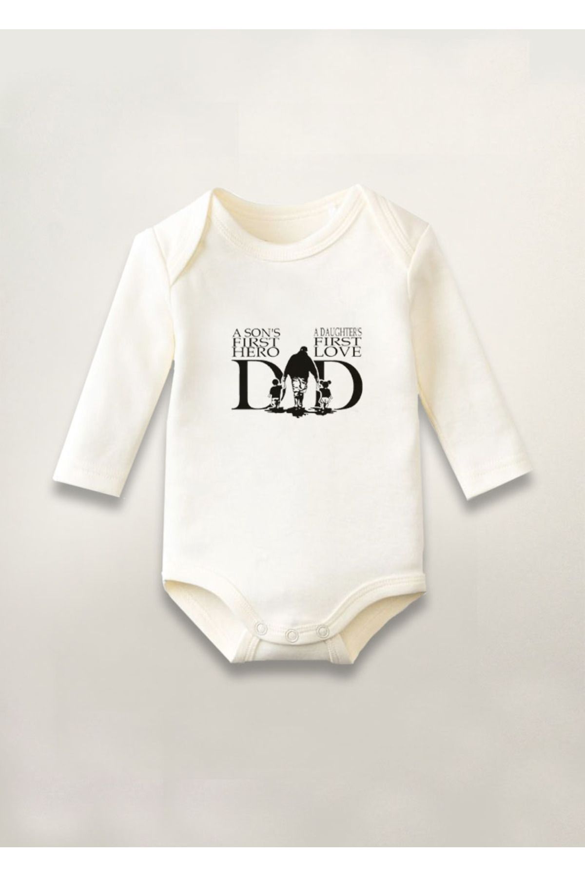 sielta Dad Baskılı Pamuklu Uzun Kollu Çıtçıtlı Bebek Body Zıbın Atlet Tulum