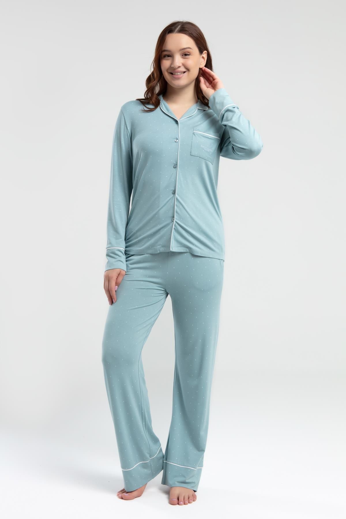Pierre Cardin-Pajama Set with Dowry Box, Viscose Fabric, Front Button, Long Sleeve 5