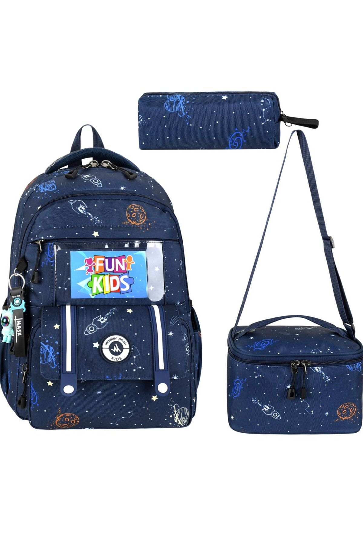 Çınka Bags Lüks Desenli Folyo Beslenmelik ve Kalemlikli Okul Çantası 3'lü Set