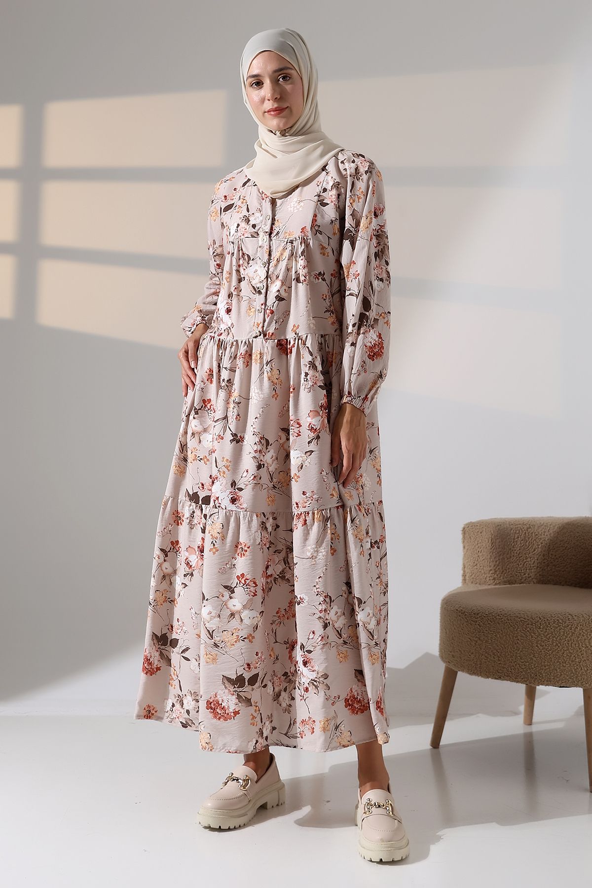 moda paketi ÇİÇEKLİ DESENLİ VUAL ELBİSE