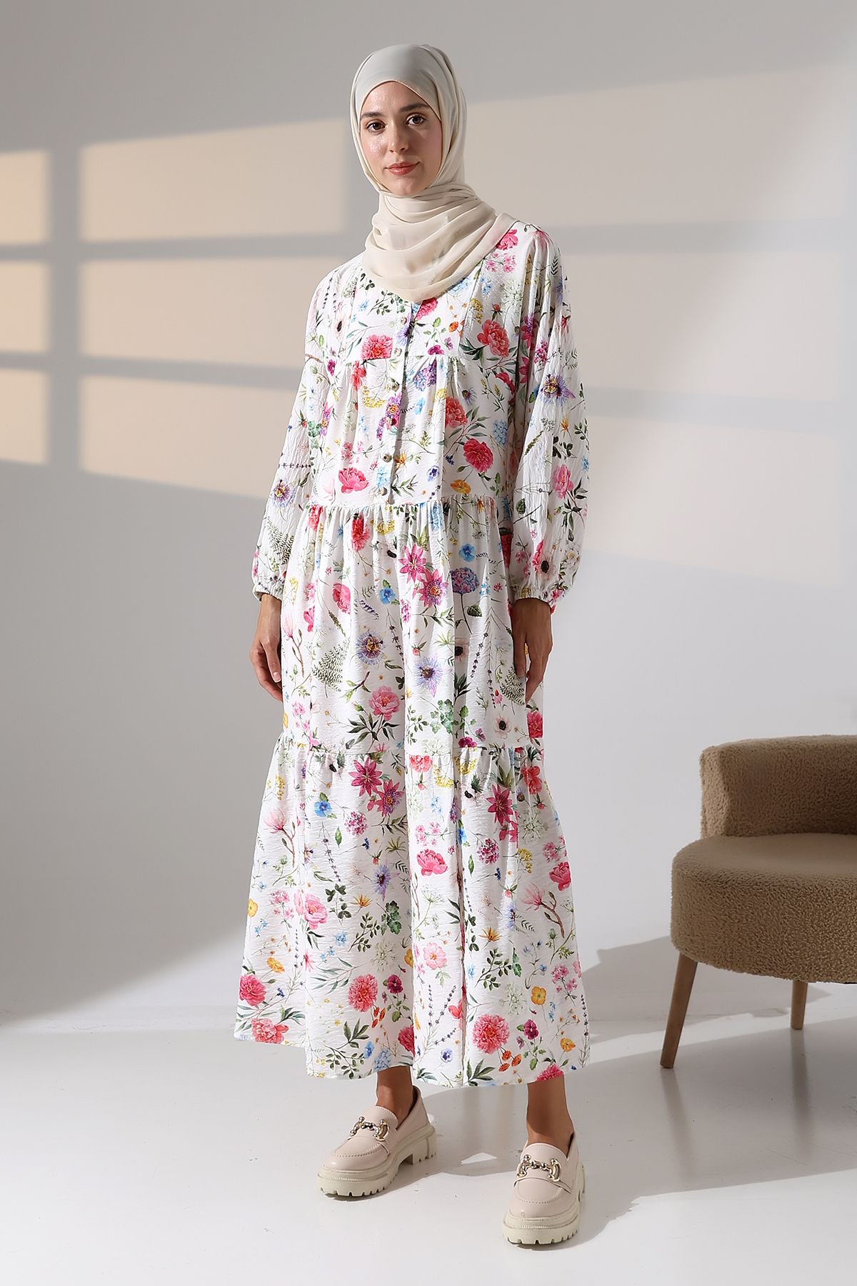 moda paketi ÇİÇEKLİ DESENLİ VUAL ELBİSE