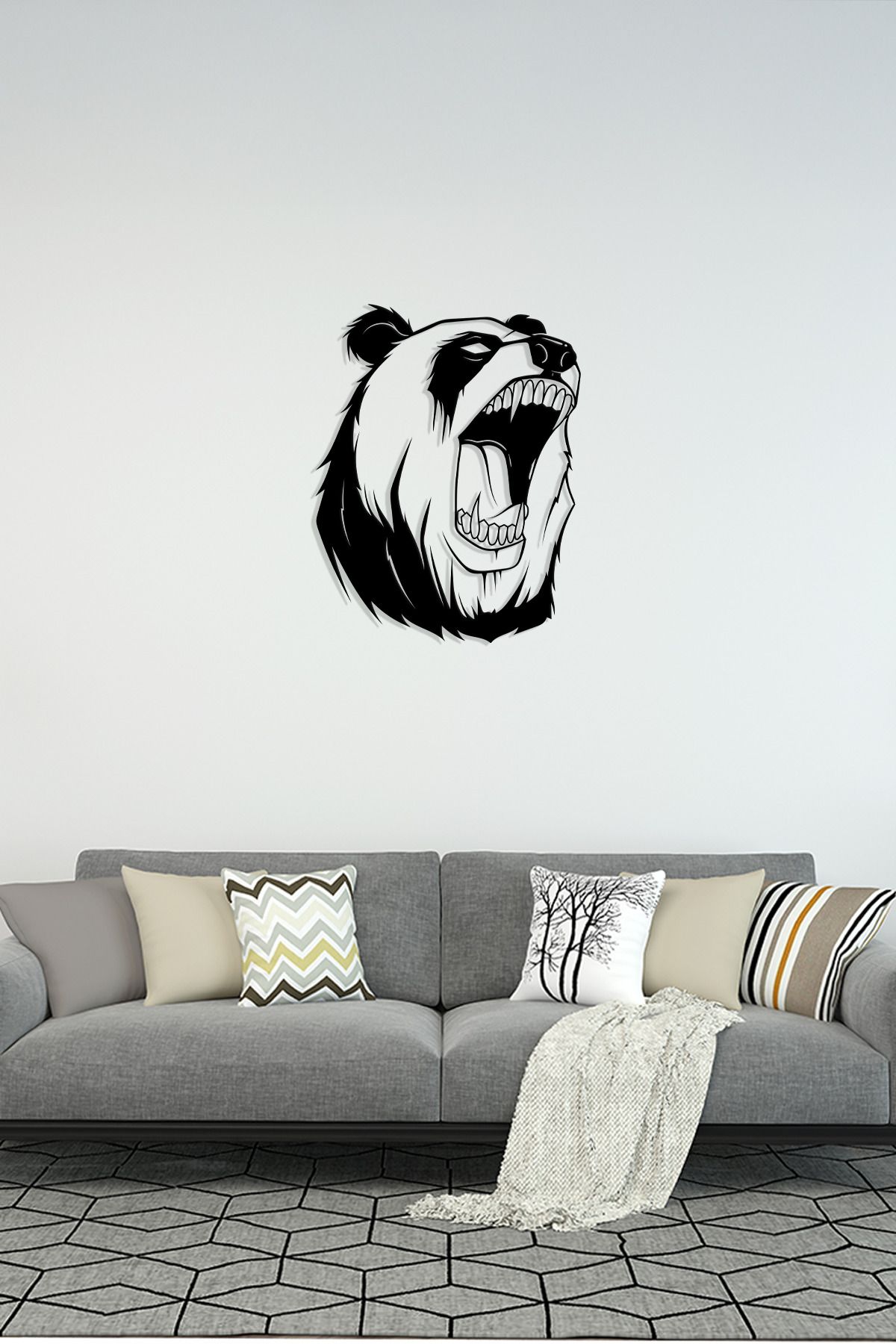 cncrafft Kükreyen Panda Metal Tablo – Modern Hayvan Temalı Duvar Dekoru